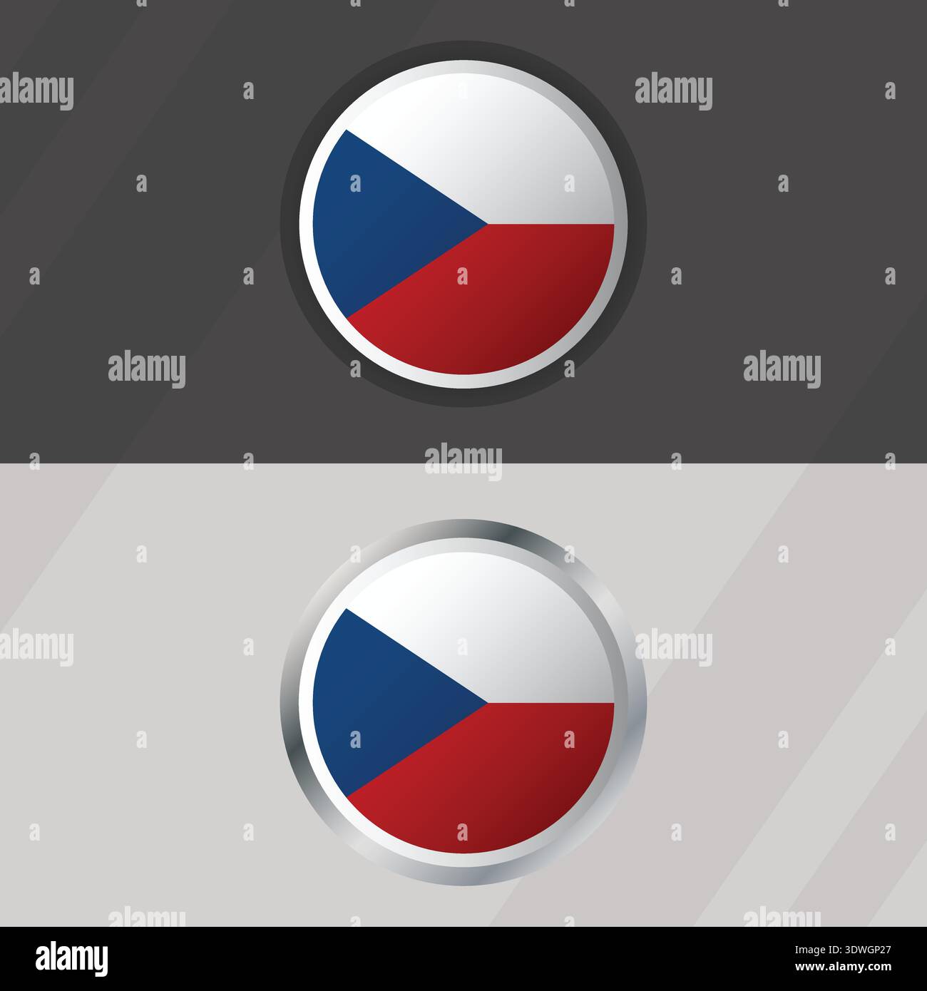 Vector Czech Republic Round Flag Template Stock Vector