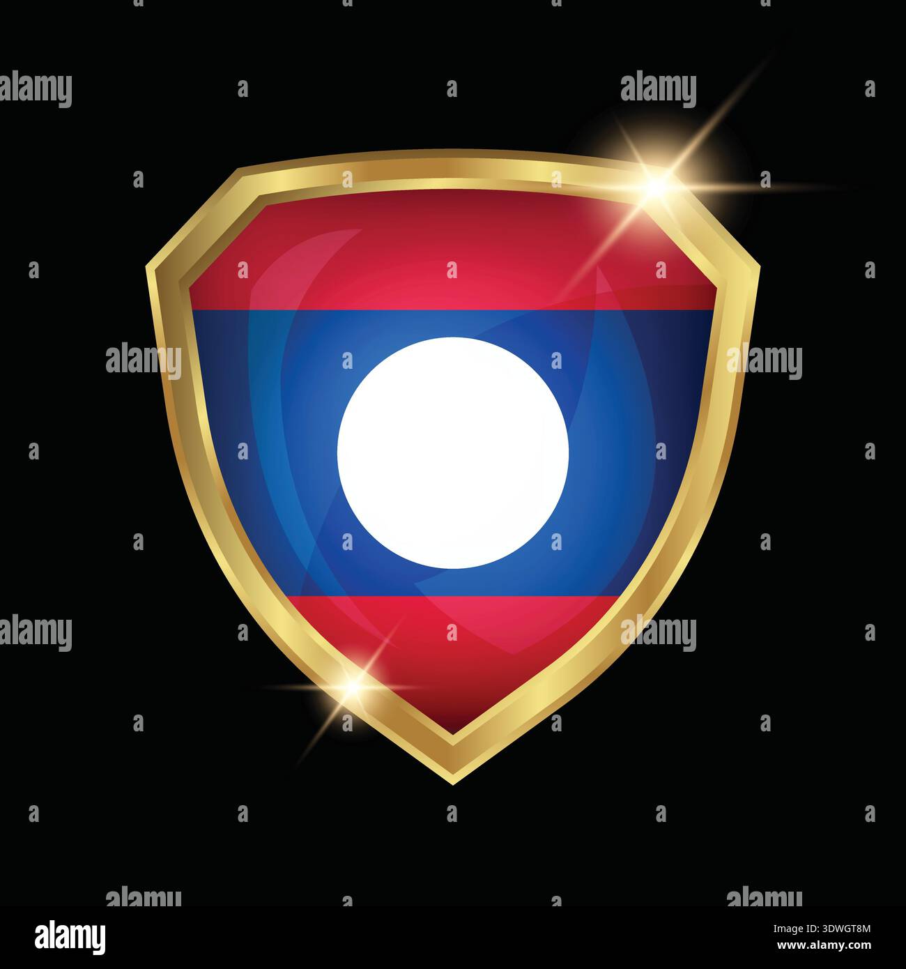 Laos Flag Golden Shield Logo Stock Vector