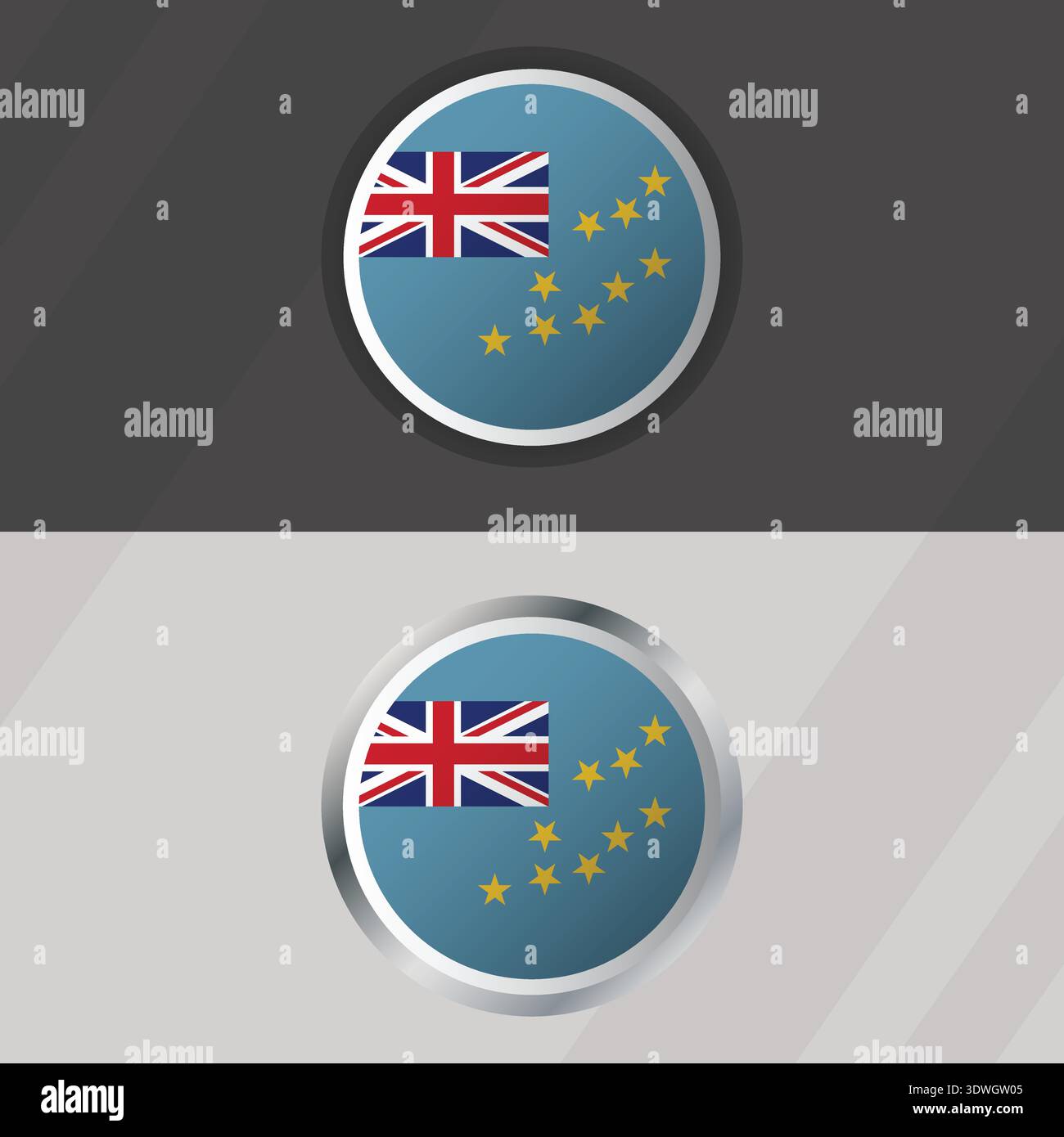 Vector Tuvalu Round Flag Template Stock Vector