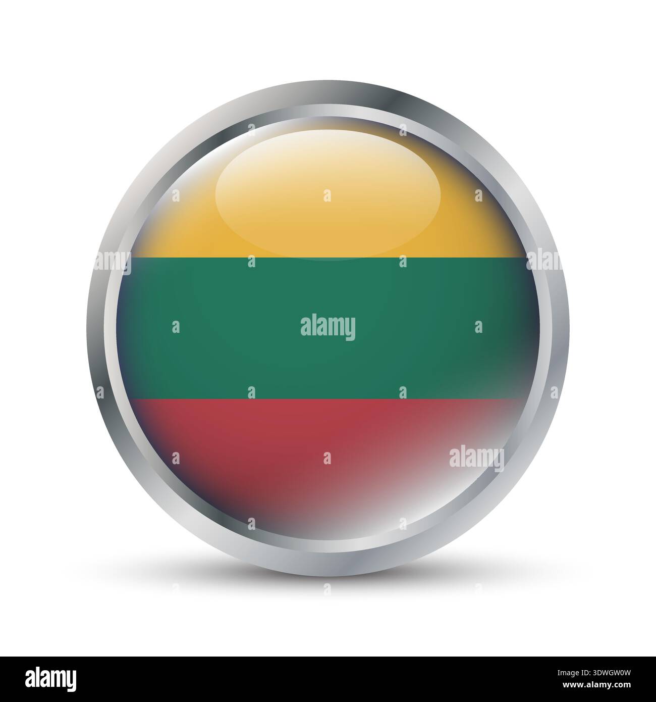 Lithuania Flag 3D Badge Illustration Stock Vector