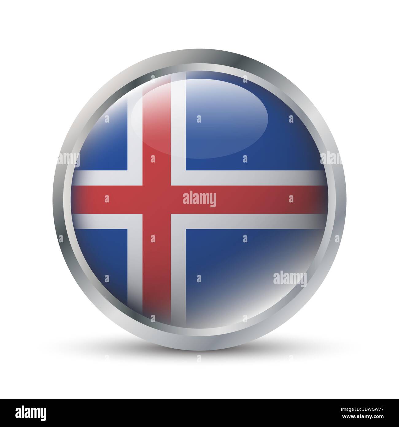 Iceland Flag 3D Badge Illustration Stock Vector
