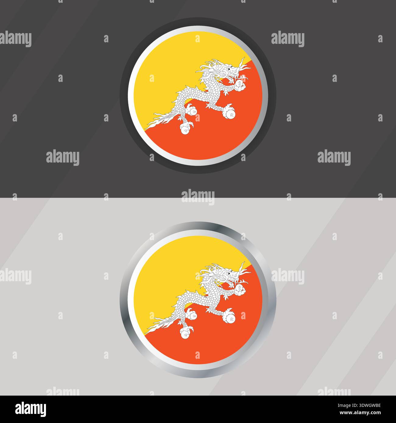 Vector Bhutan Round Flag Template Stock Vector