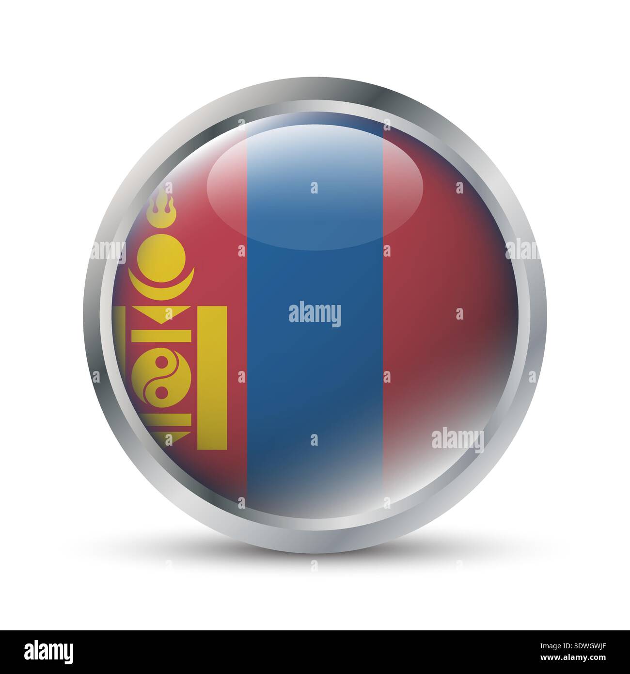Mongolia Flag 3D Badge Illustration Stock Vector