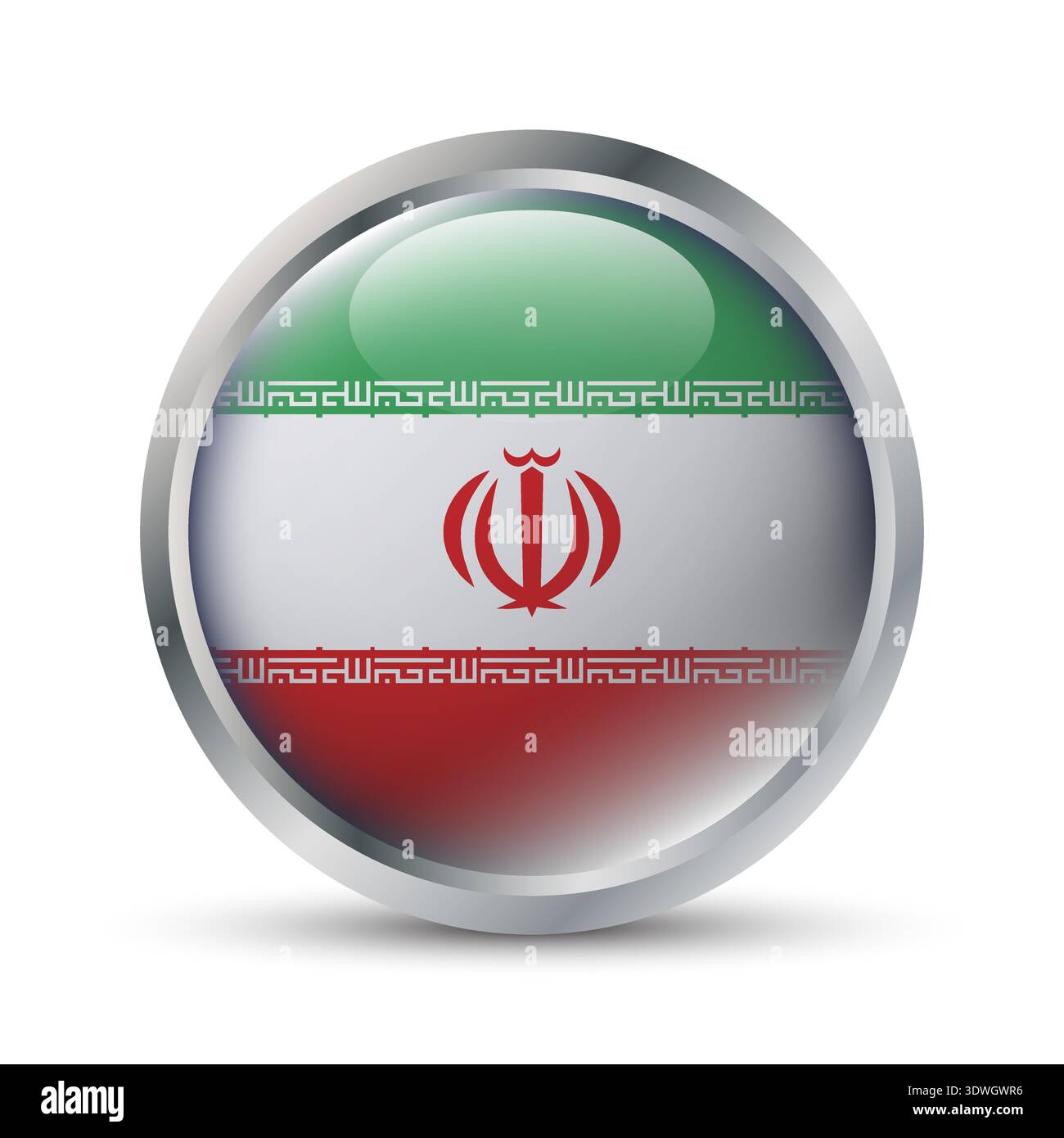 Iran Flag 3D Badge Illustration Stock Vector