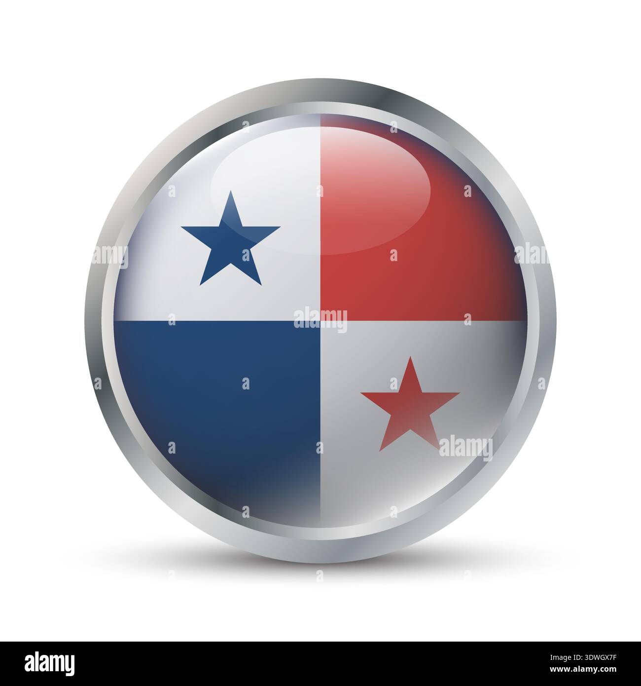 Panama Flag 3D Badge Illustration Stock Vector