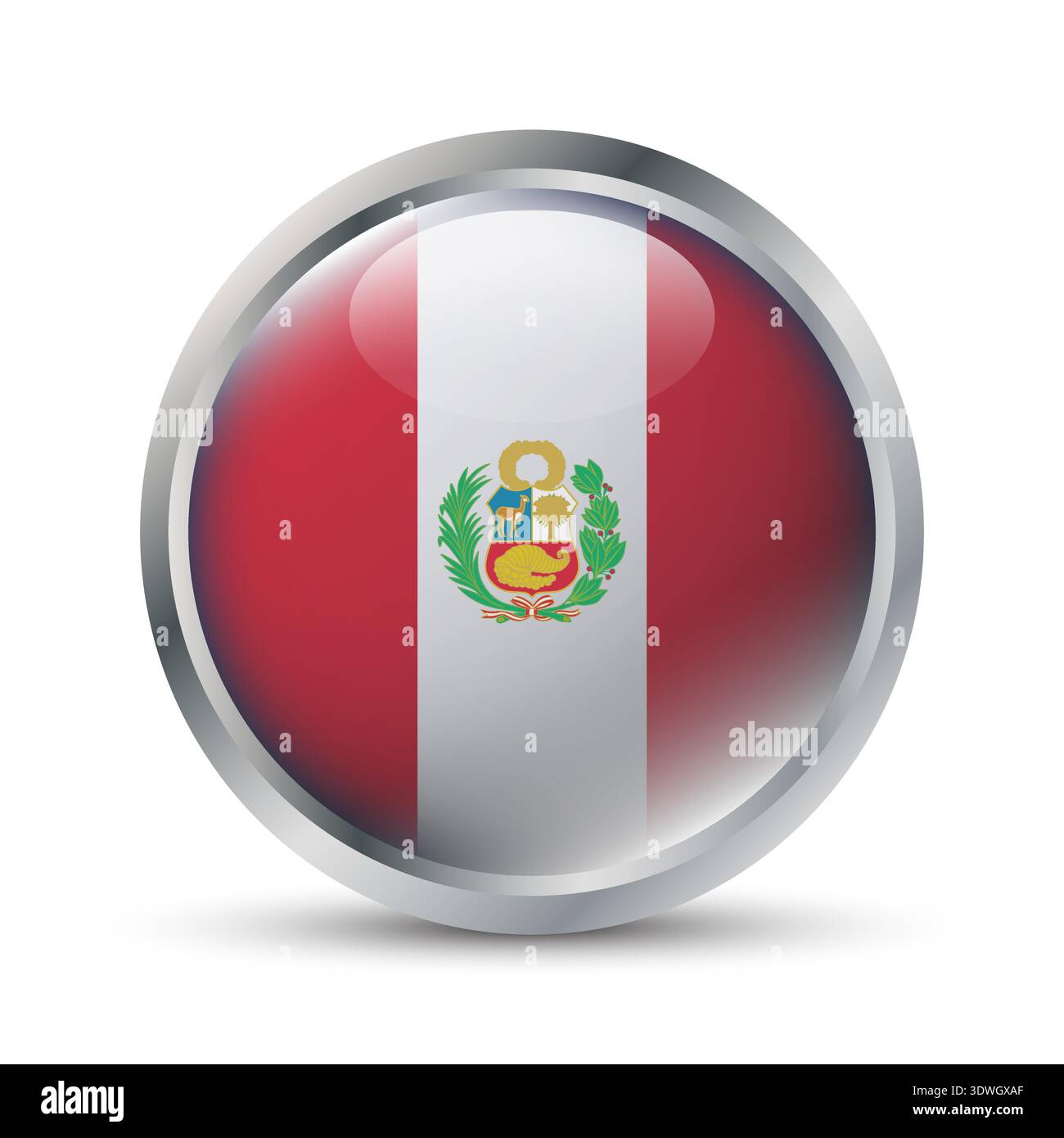 Peru Flag 3D Badge Illustration Stock Vector