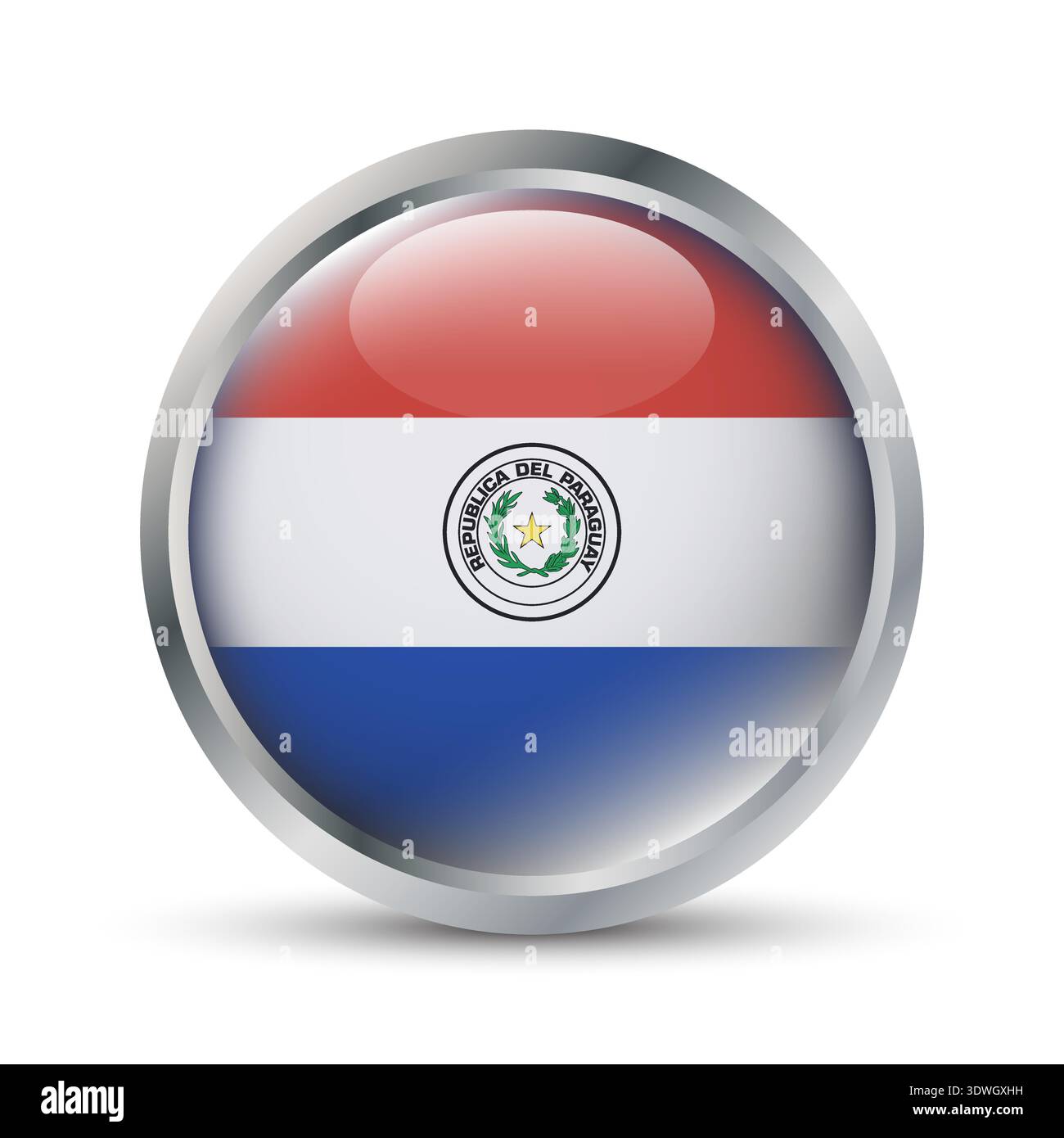 Paraguay Flag 3D Badge Illustration Stock Vector