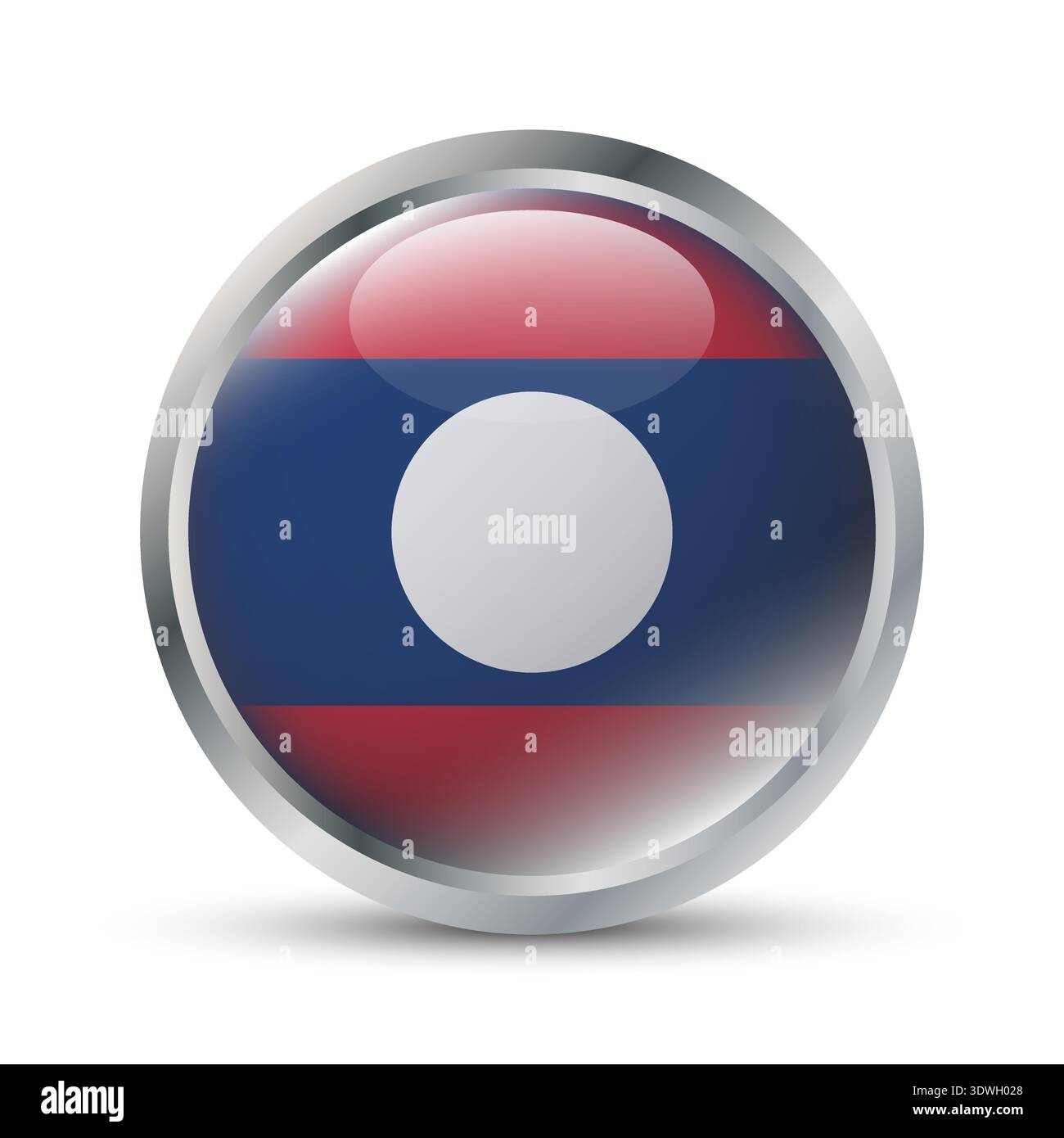 Laos Flag 3D Badge Illustration Stock Vector