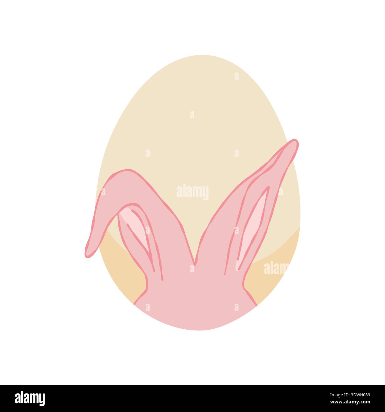 Cute pink Easter bunny rabbit ears hiding behind a large egg Stock Vector