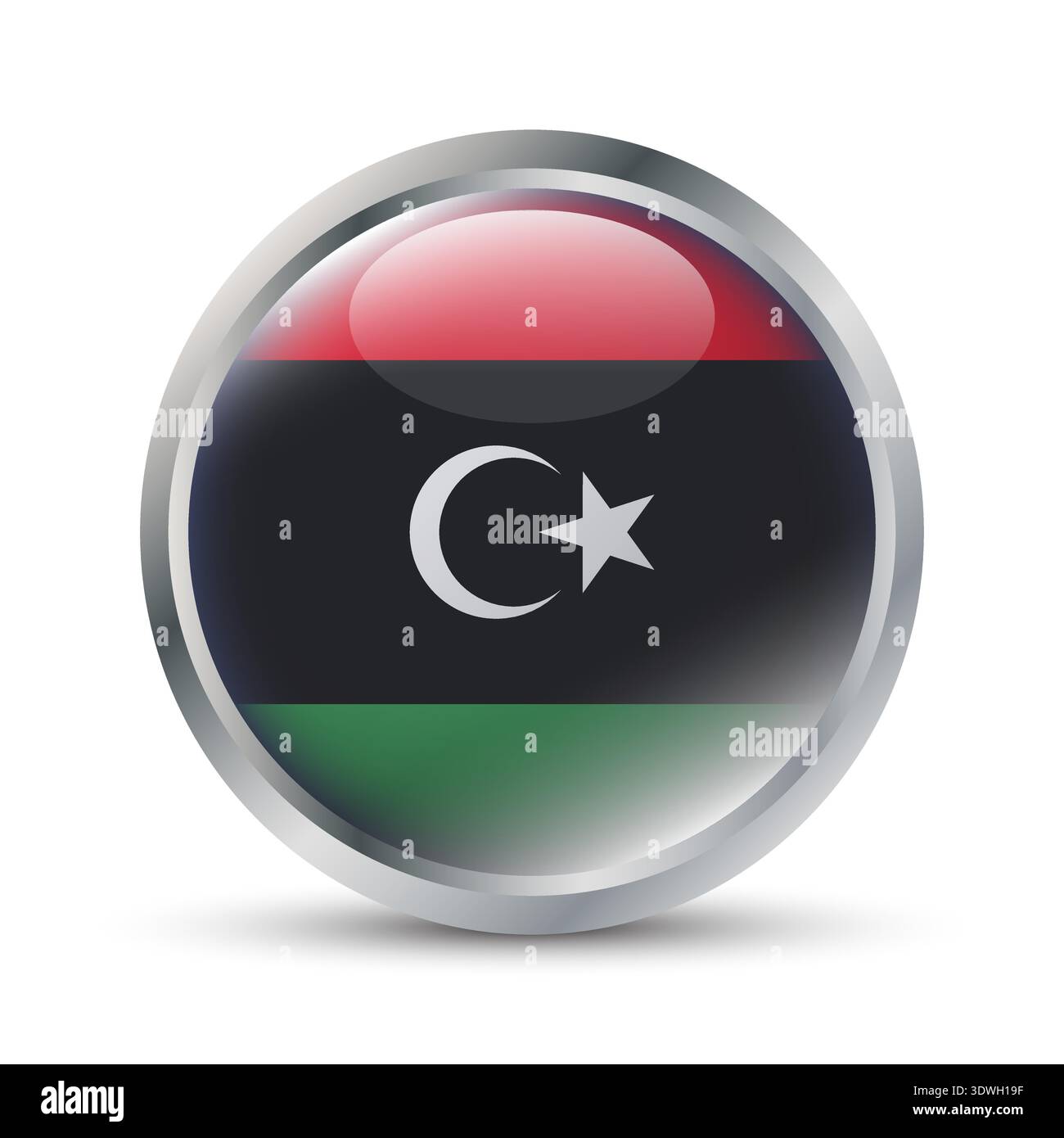 Libya Flag 3D Badge Illustration Stock Vector