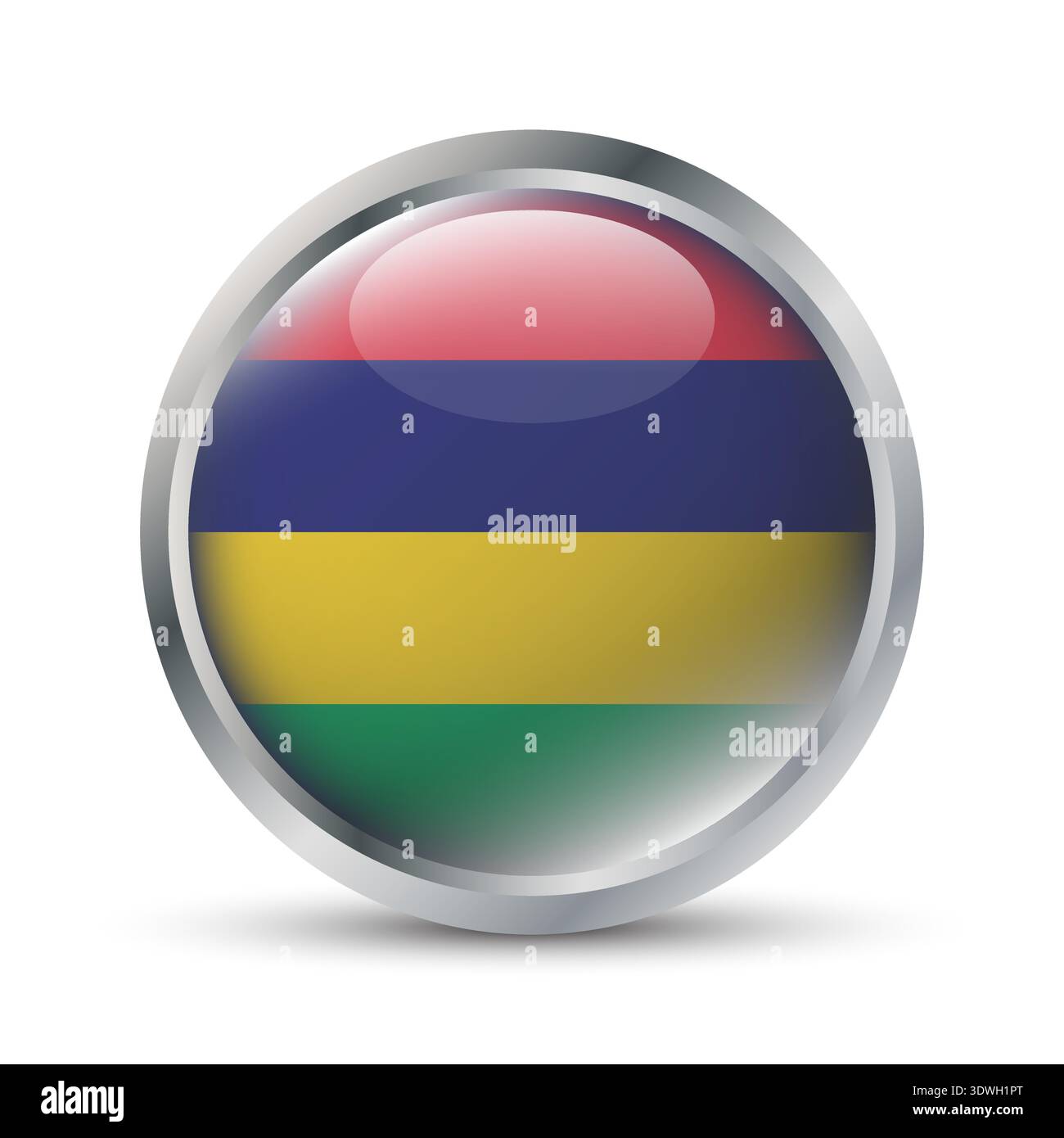 Mauritius Flag 3D Badge Illustration Stock Vector