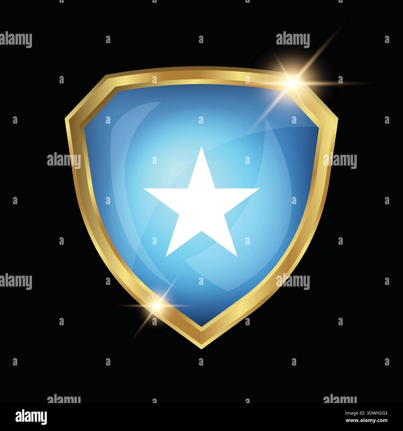 Somalia Flag Golden Shield Logo Stock Vector