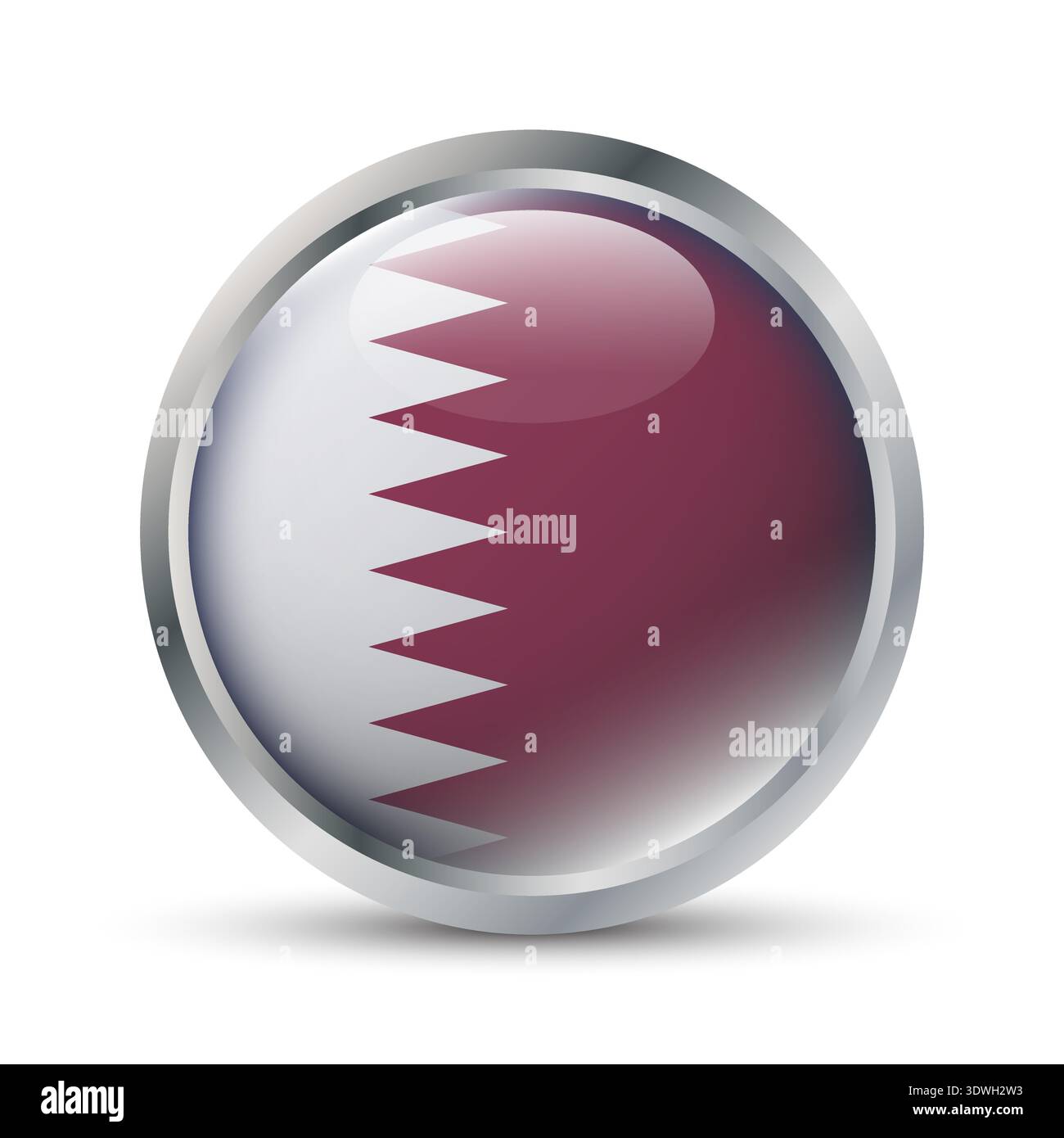 Qatar Flag 3D Badge Illustration Stock Vector