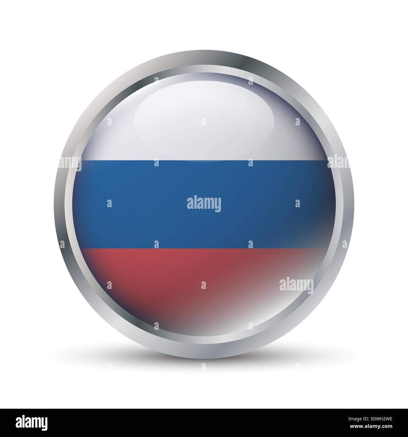 Russia Flag 3D Badge Illustration Stock Vector