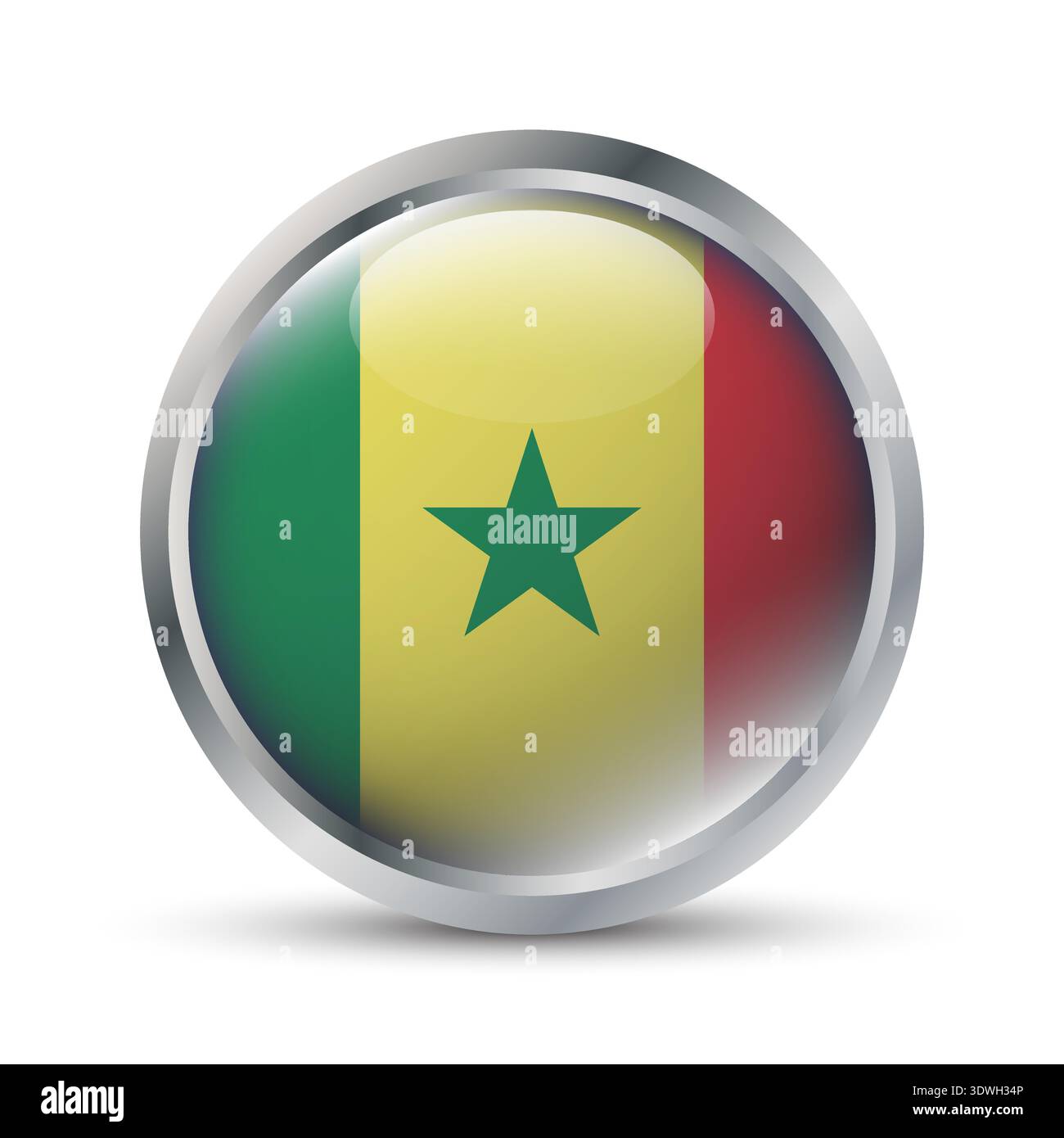 Senegal Flag 3D Badge Illustration Stock Vector