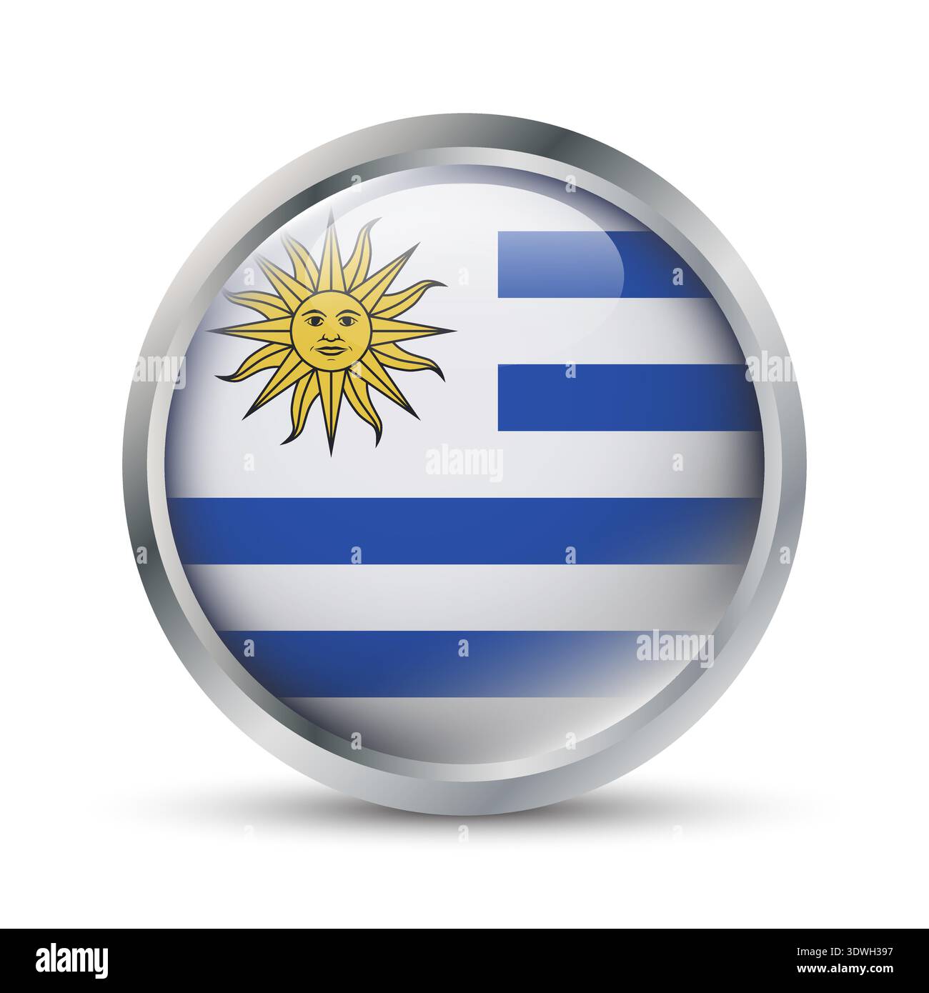 Uruguay Flag 3D Badge Illustration Stock Vector