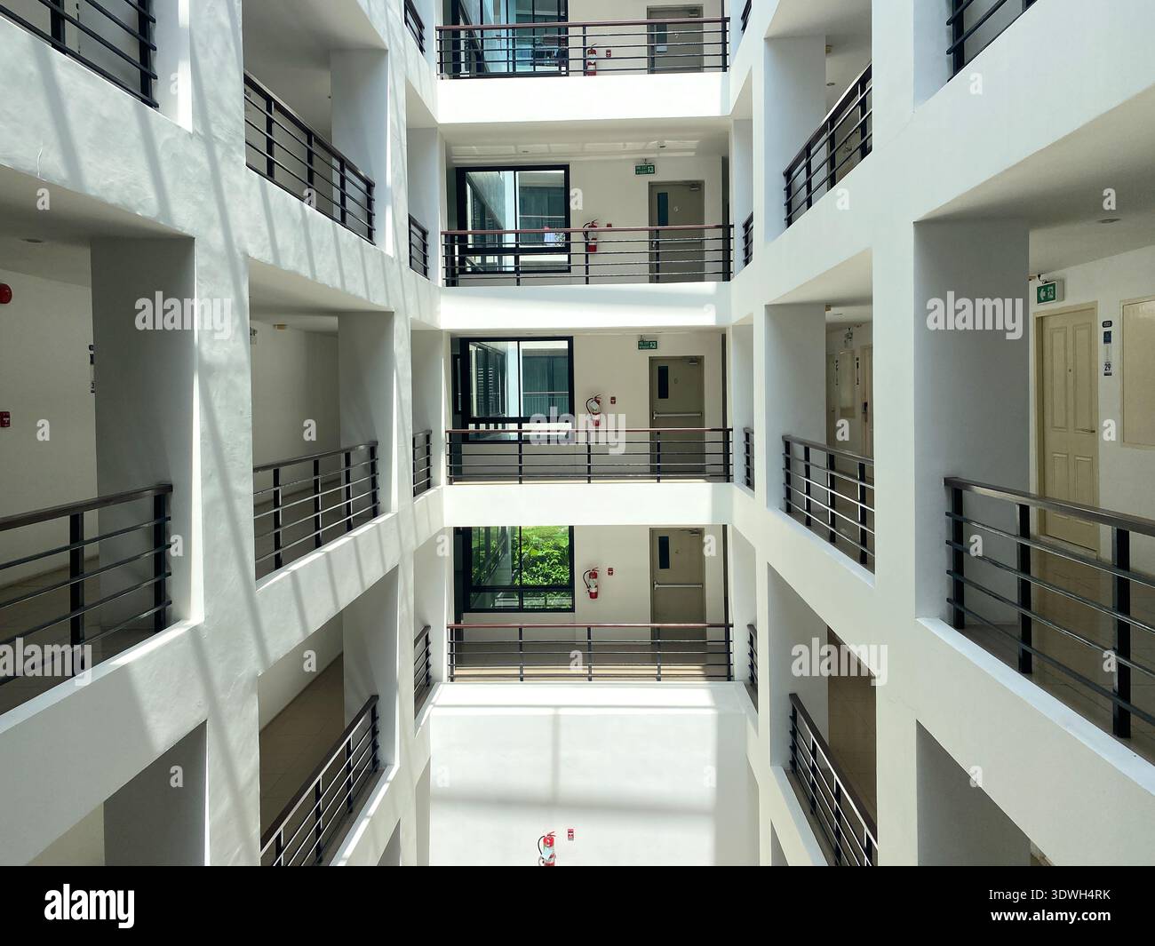 Multi Storey Atrium Interior view of a contemporary multi-story building with an open ...