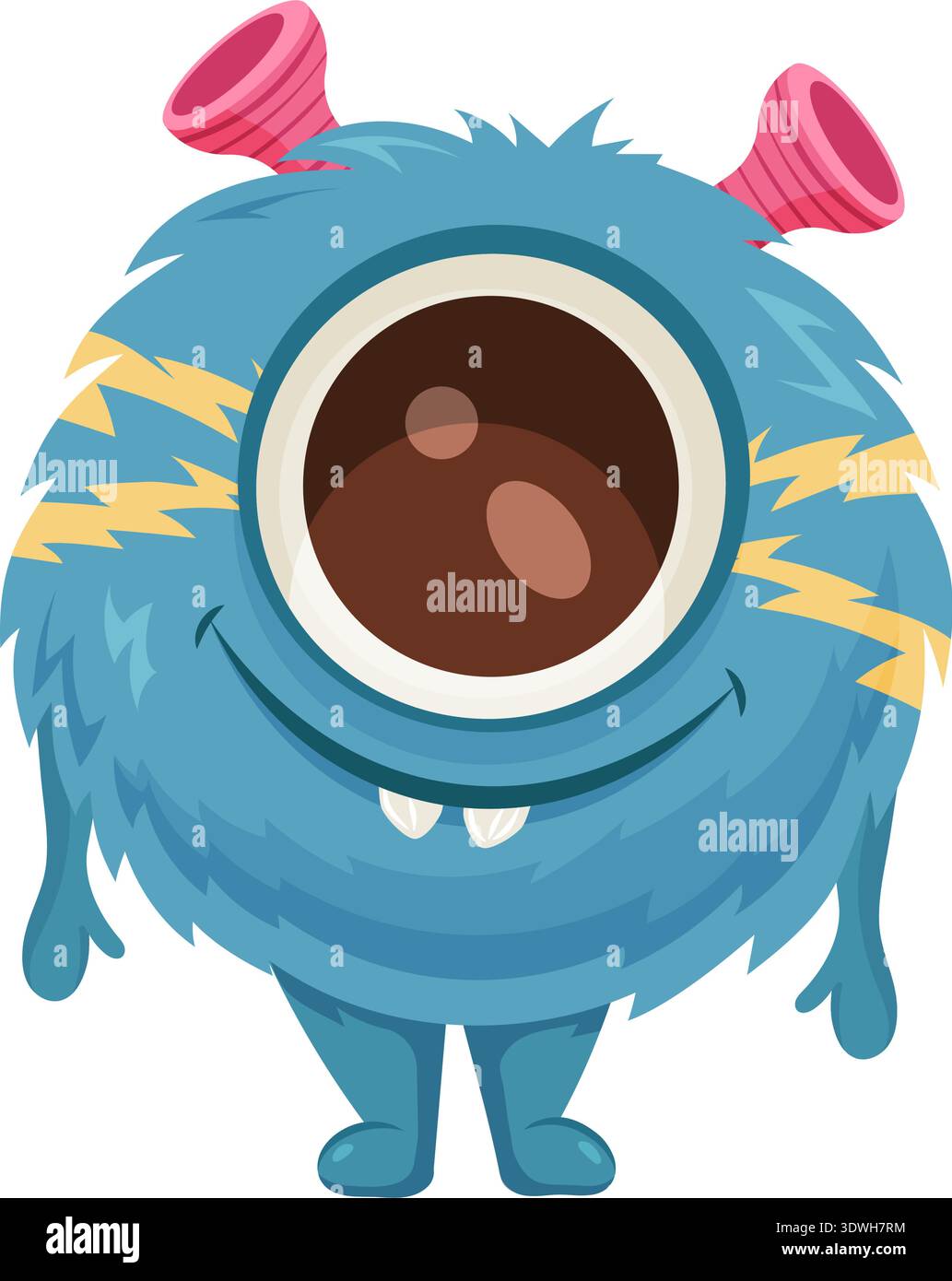 fluffy cute monster, soft fur, smile Stock Vector
