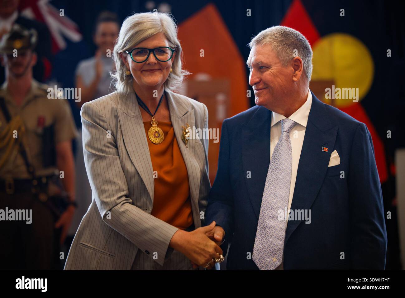 David Connolly and Governor-General Sam Mostyn at Parliament House in ...