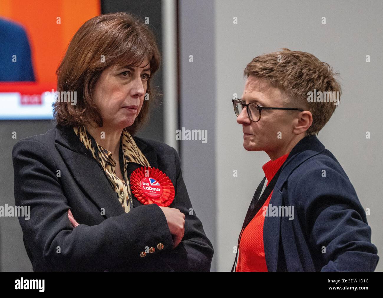 Leader Counting (L-R) Lucy Powell, Deputy Leader of the Labour Party, and Bev Craig ...