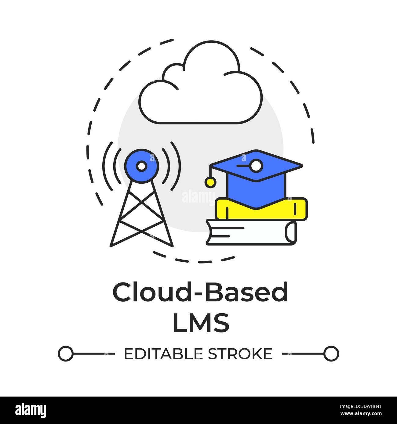 Cloud based lms multi color concept icon Stock Vector