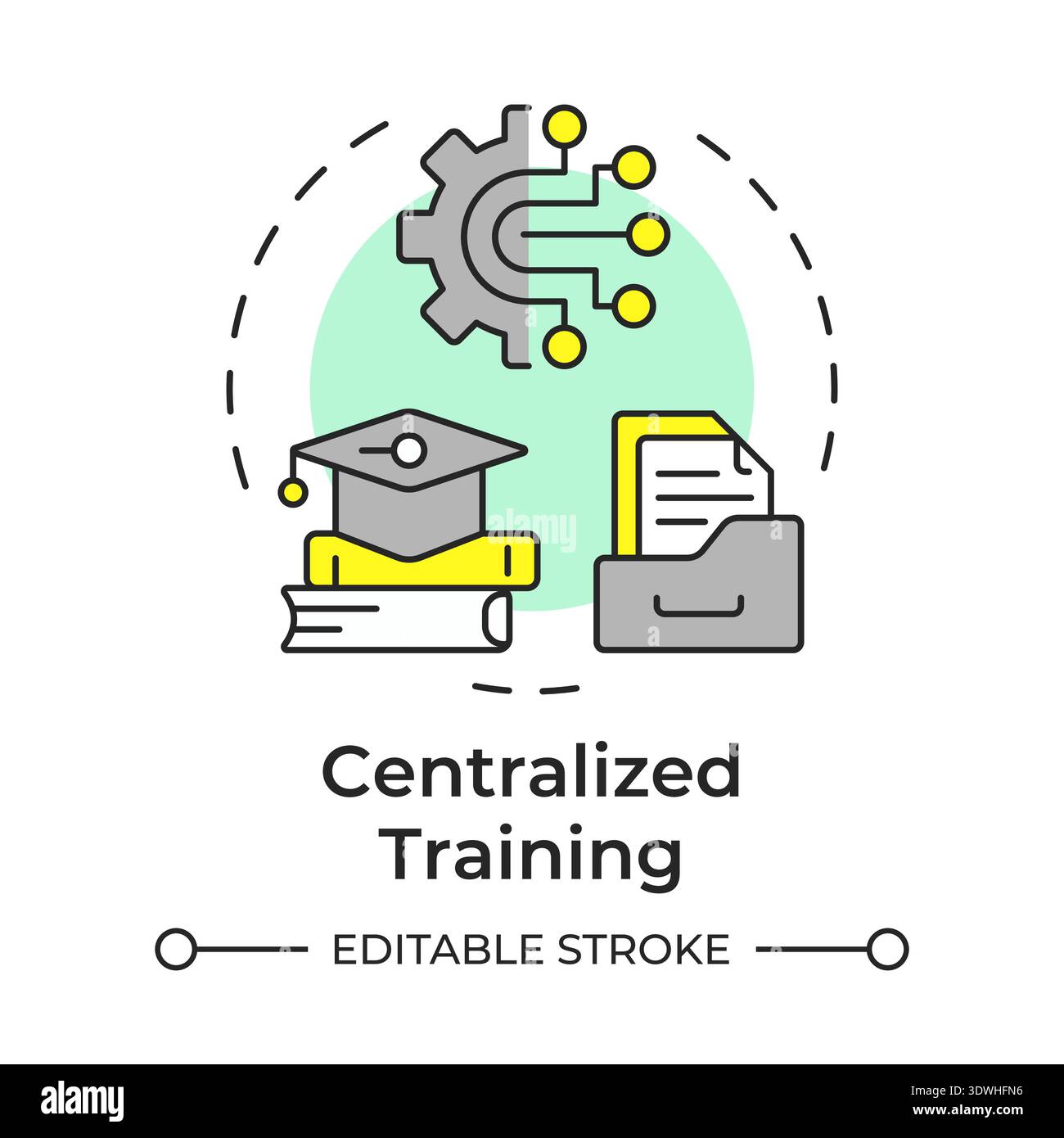 Centralized training multi color concept icon Stock Vector
