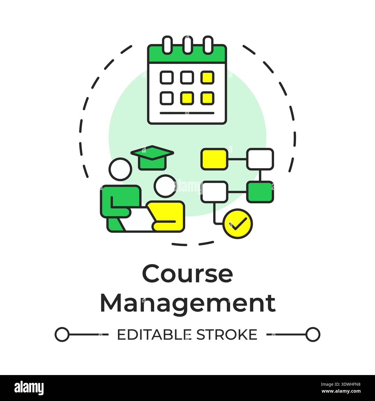 Course management multi color concept icon Stock Vector