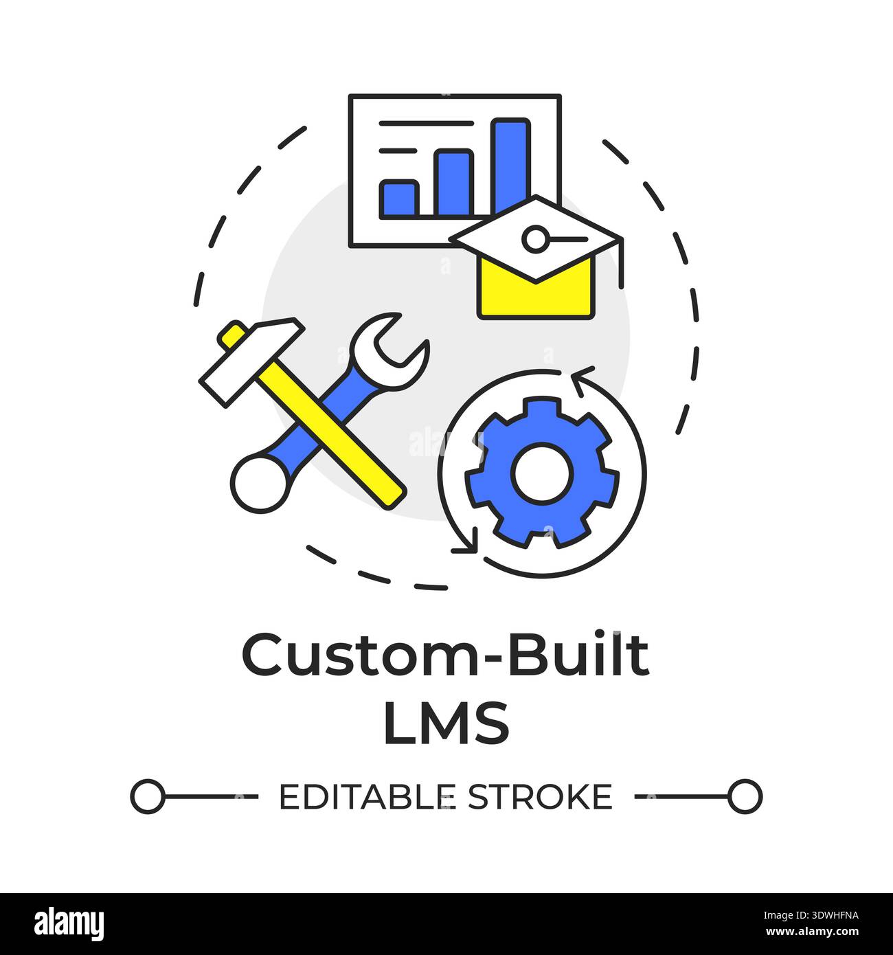 Custom built lms multi color concept icon Stock Vector