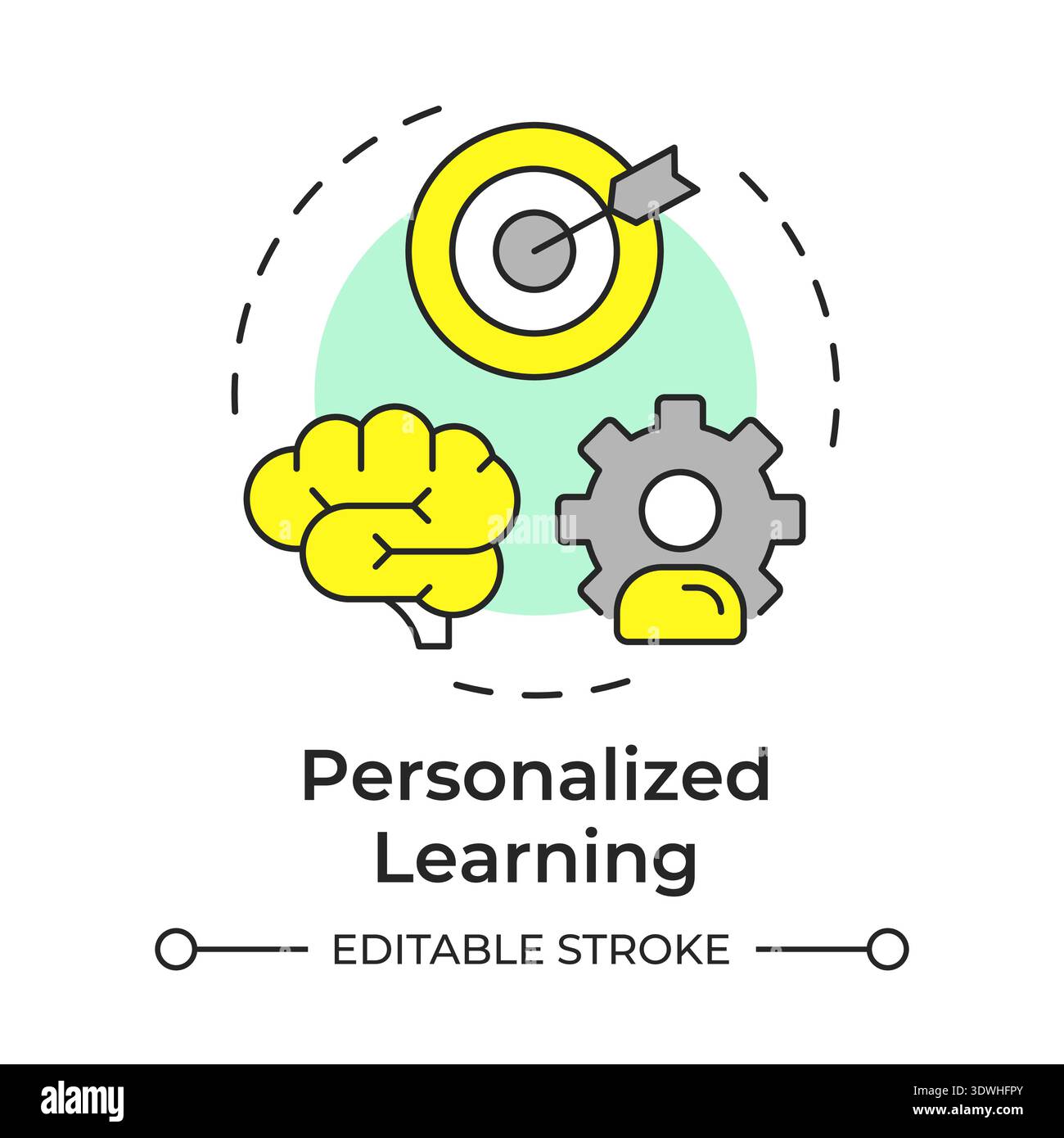 Personalized learning multi color concept icon Stock Vector