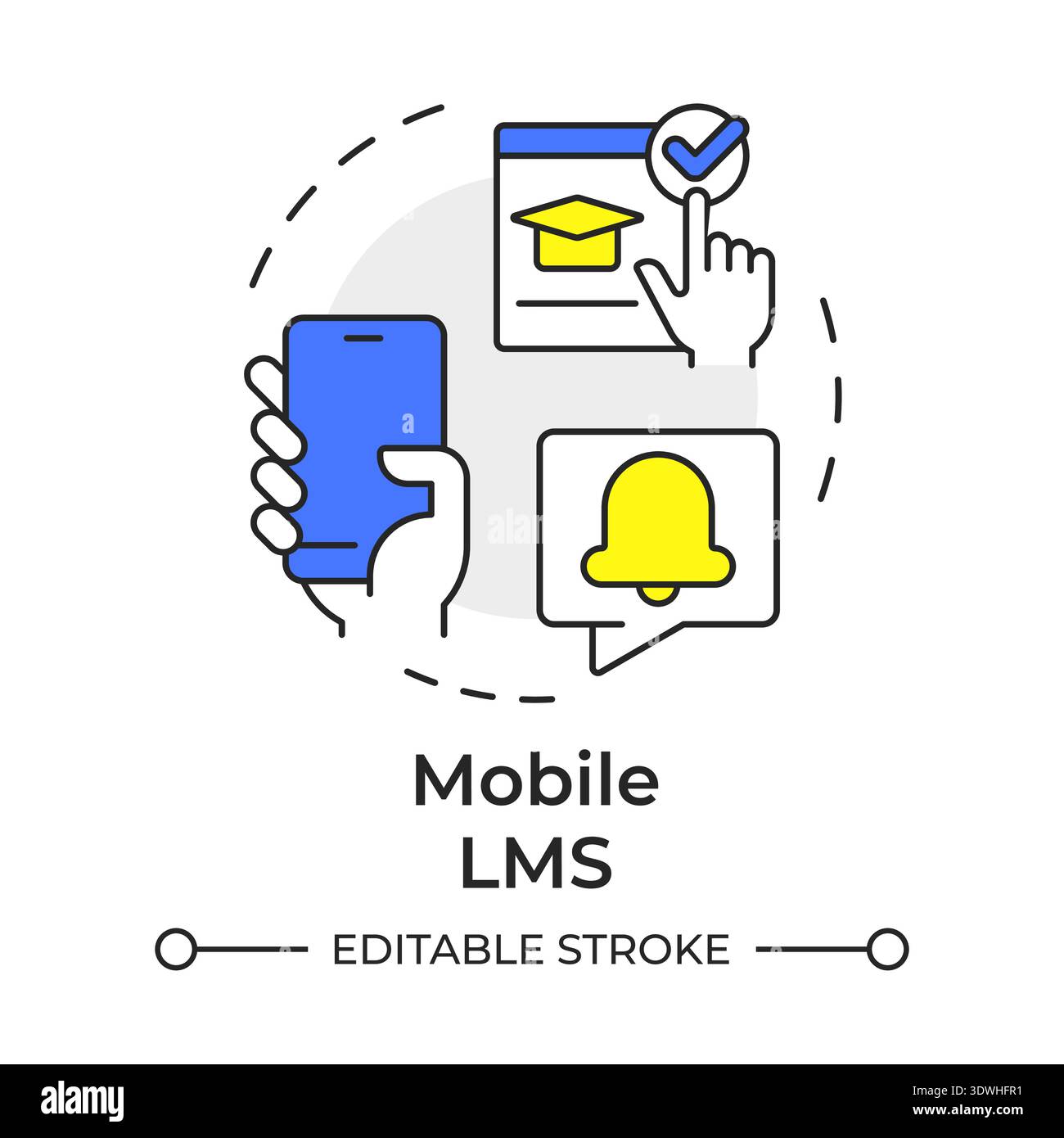 Mobile lms multi color concept icon Stock Vector
