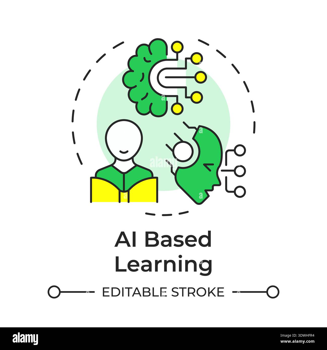 Ai based learning multi color concept icon Stock Vector