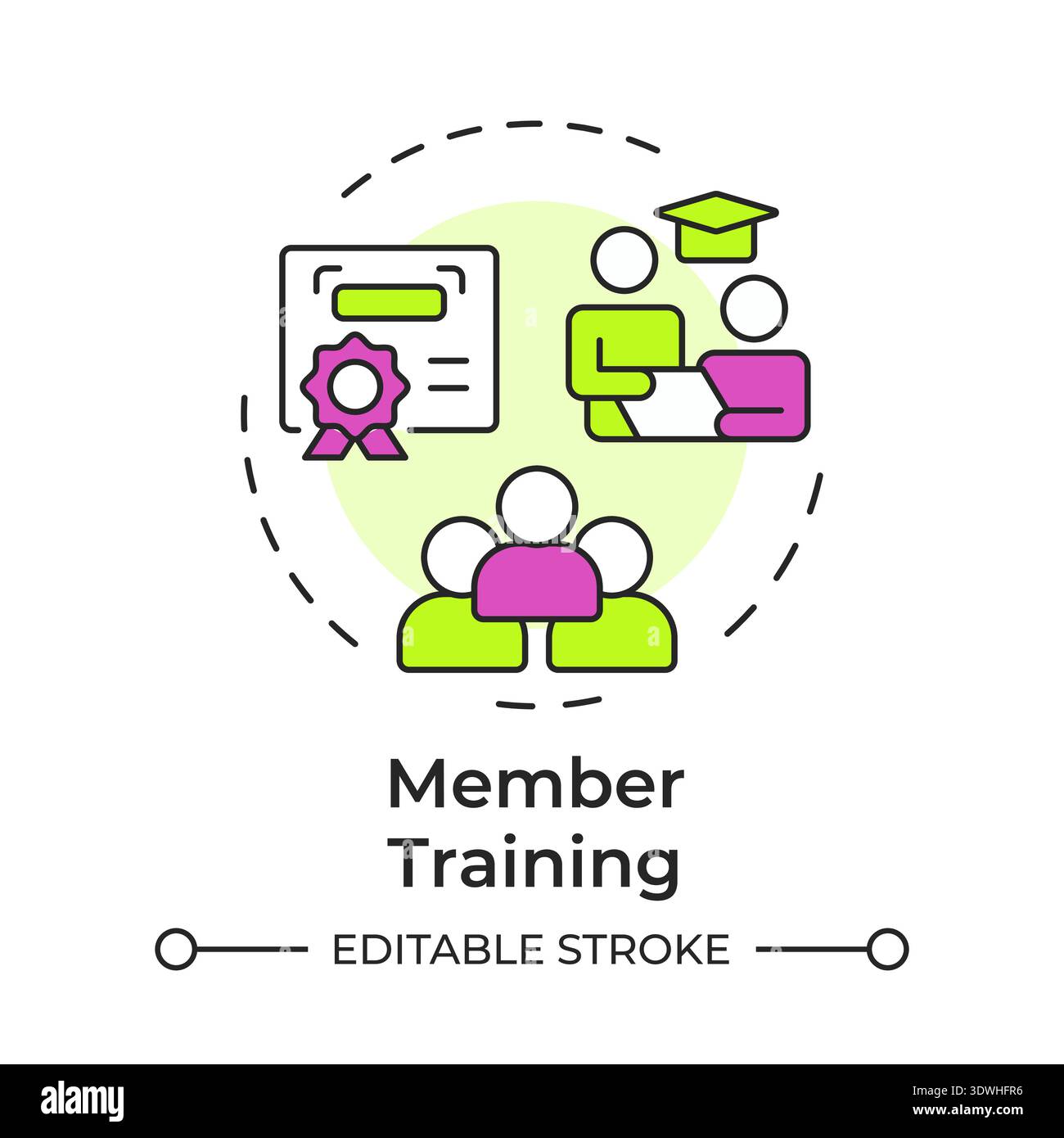 Member training multi color concept icon Stock Vector