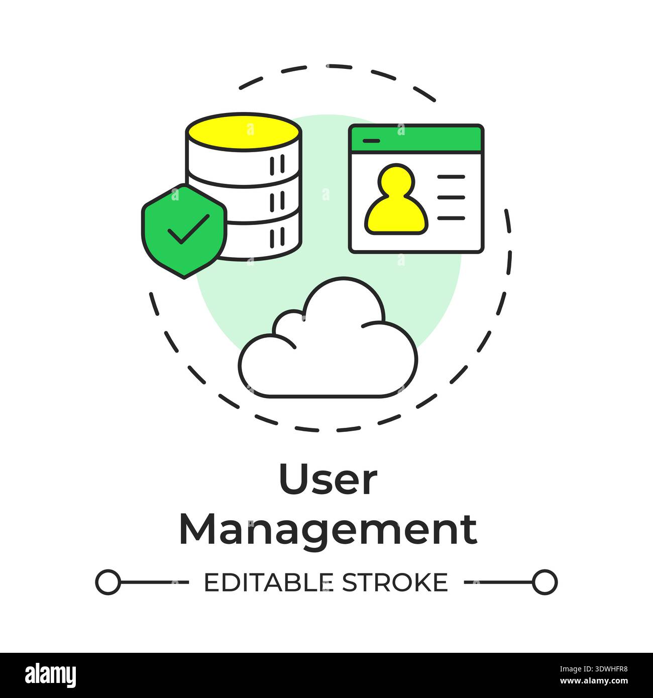 User management multi color concept icon Stock Vector