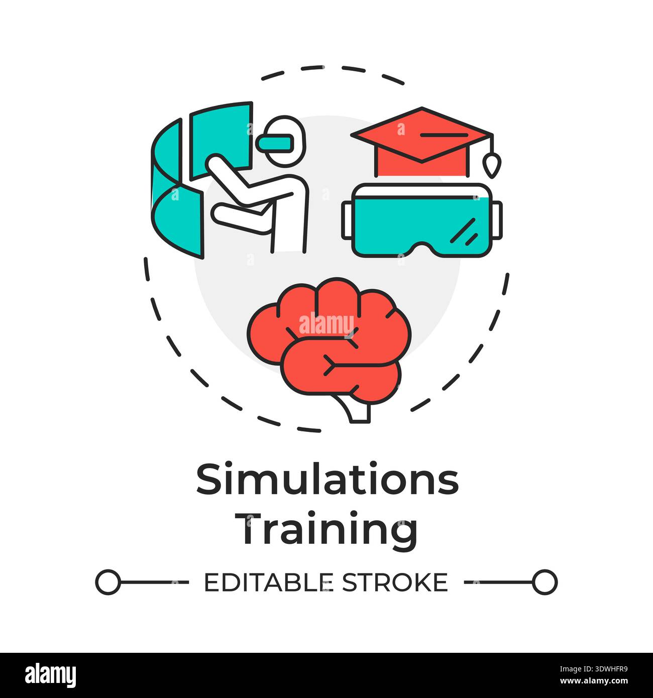 Simulations training multi color concept icon Stock Vector