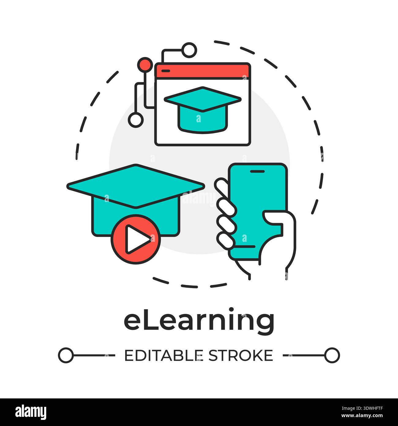 Elearning multi color concept icon Stock Vector