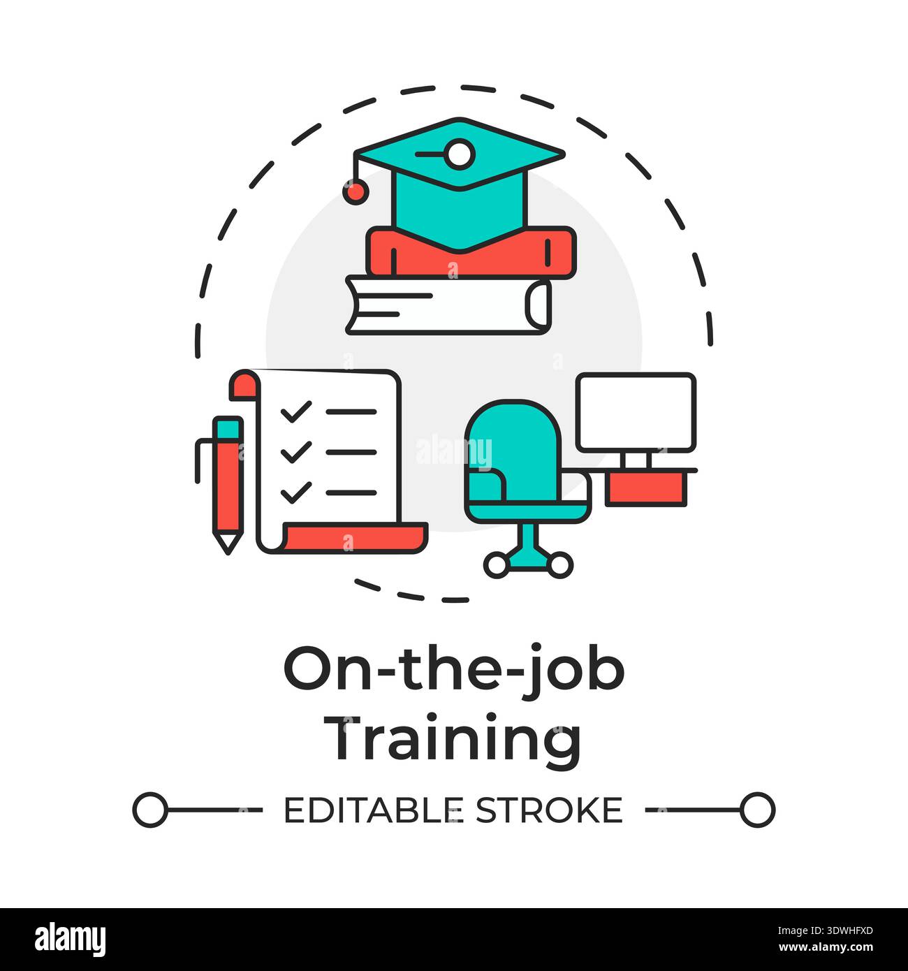 On the job training multi color concept icon Stock Vector