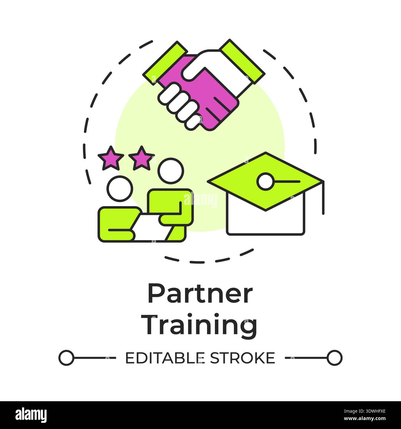 Partner training multi color concept icon Stock Vector
