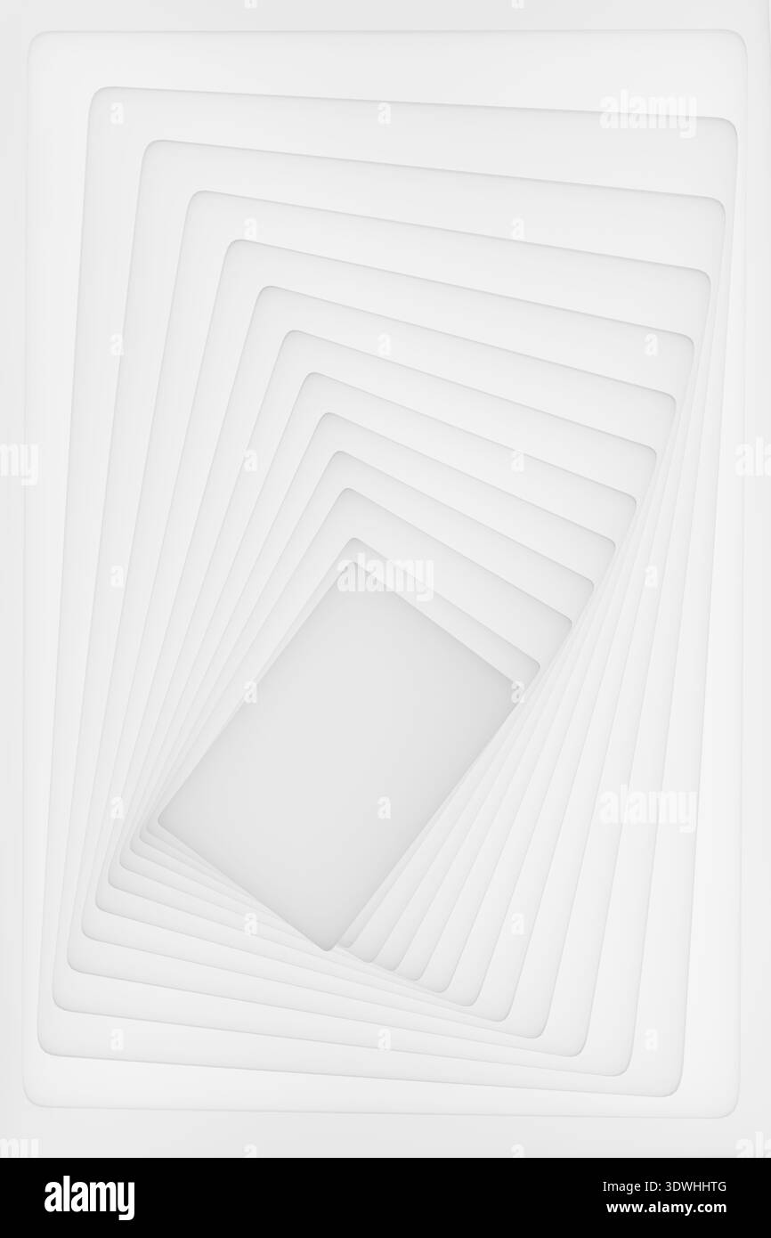 White abstract geometric background with perspective illusion in minimal style. Sophisticated design suitable for luxury branding, corporate presentat Stock Photo