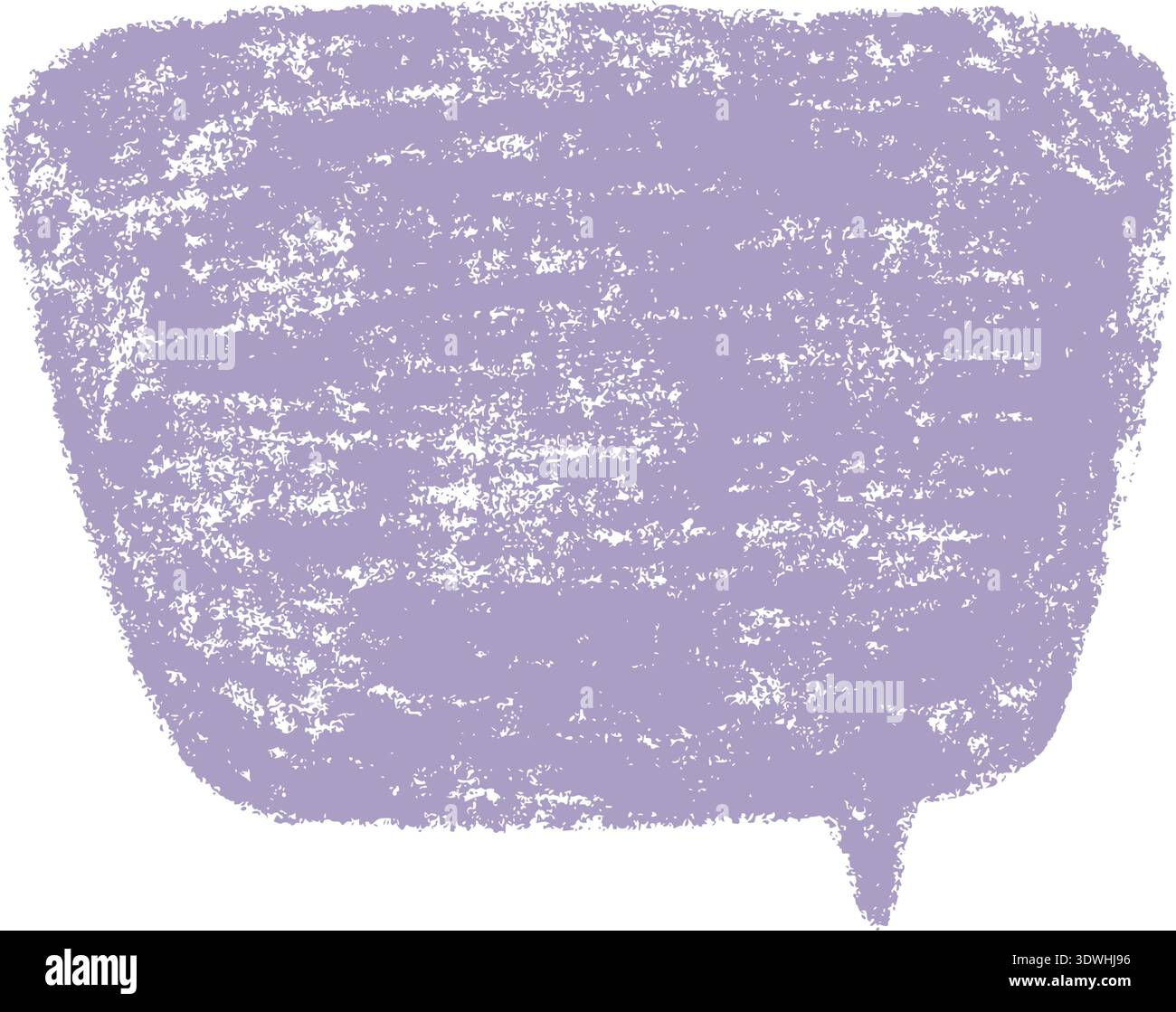 Crayon speech bubble. Purple doodle text frame. Hand drawn pastel comic dialog box. Chalk texture speech bubble. Chat balloon. Cloud shape. Vector Stock Vector