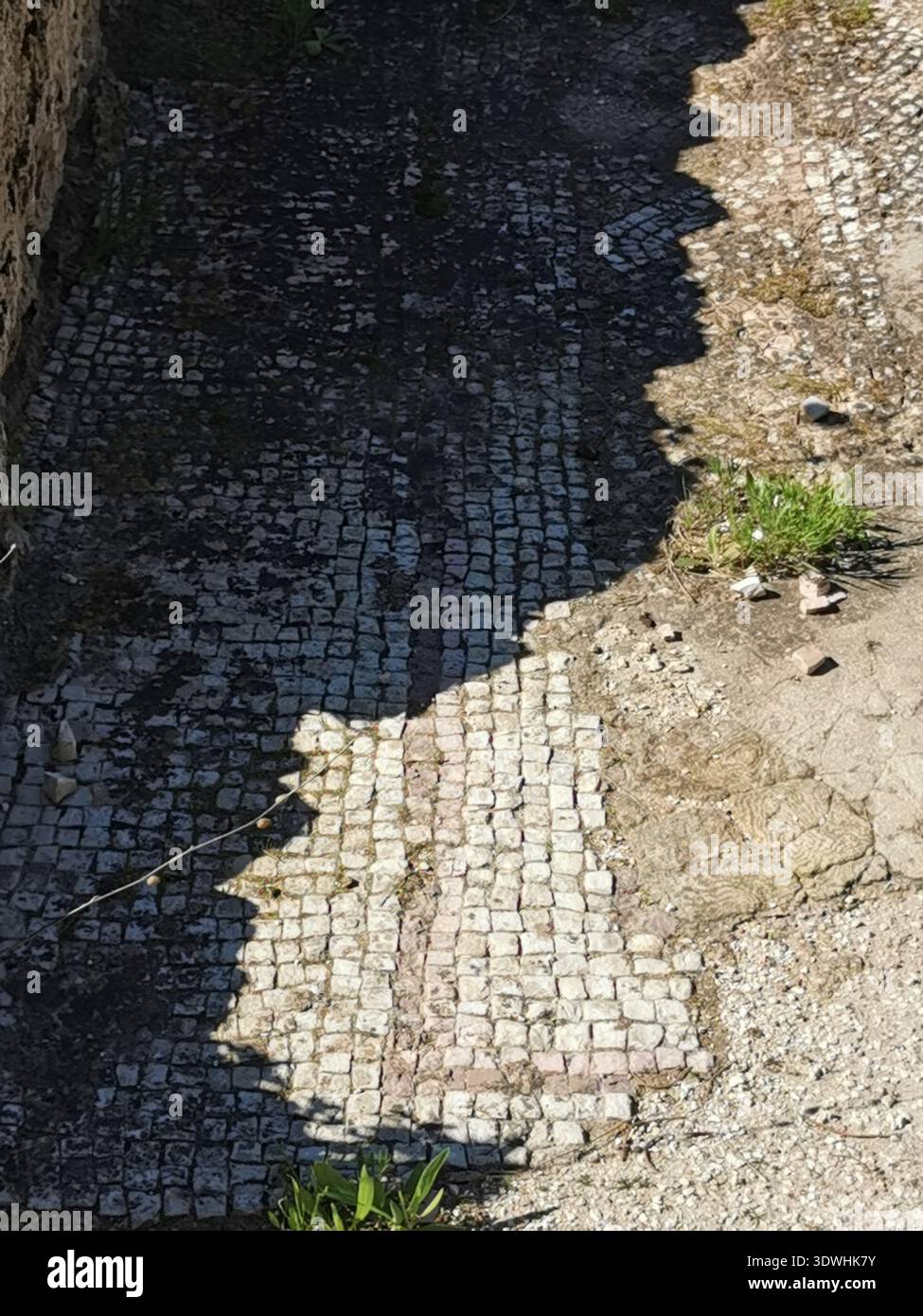 Roman ruins and ancient mosaics at Pupput Archaeological Site in Hammamet, Tunisia, showcasing the abandoned heritage from the region’s classical past. - Smartphone Captured Stock Image