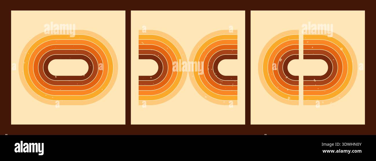 Set with square designs, rainbow stripe waves. Stock Vector