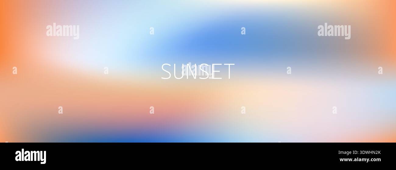 Sunset gradient in bright orange and blue colors with example text. Stock Vector