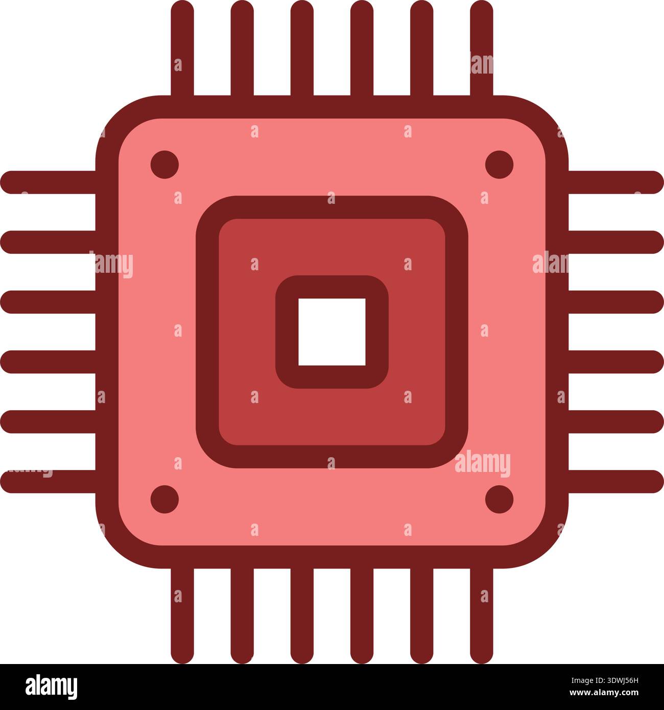 Central cpu processor icon in flat style. Microprocessor vector illustration on isolated background. Ai chip sign business concept. Stock Vector