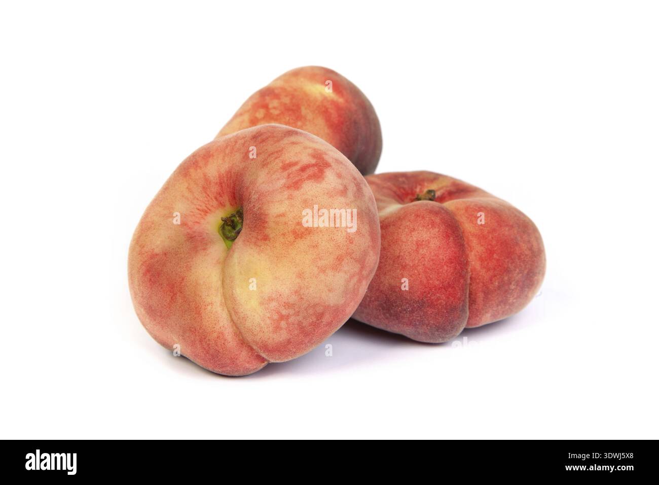 Three ripe fig peach isolated on a white background Stock Photo