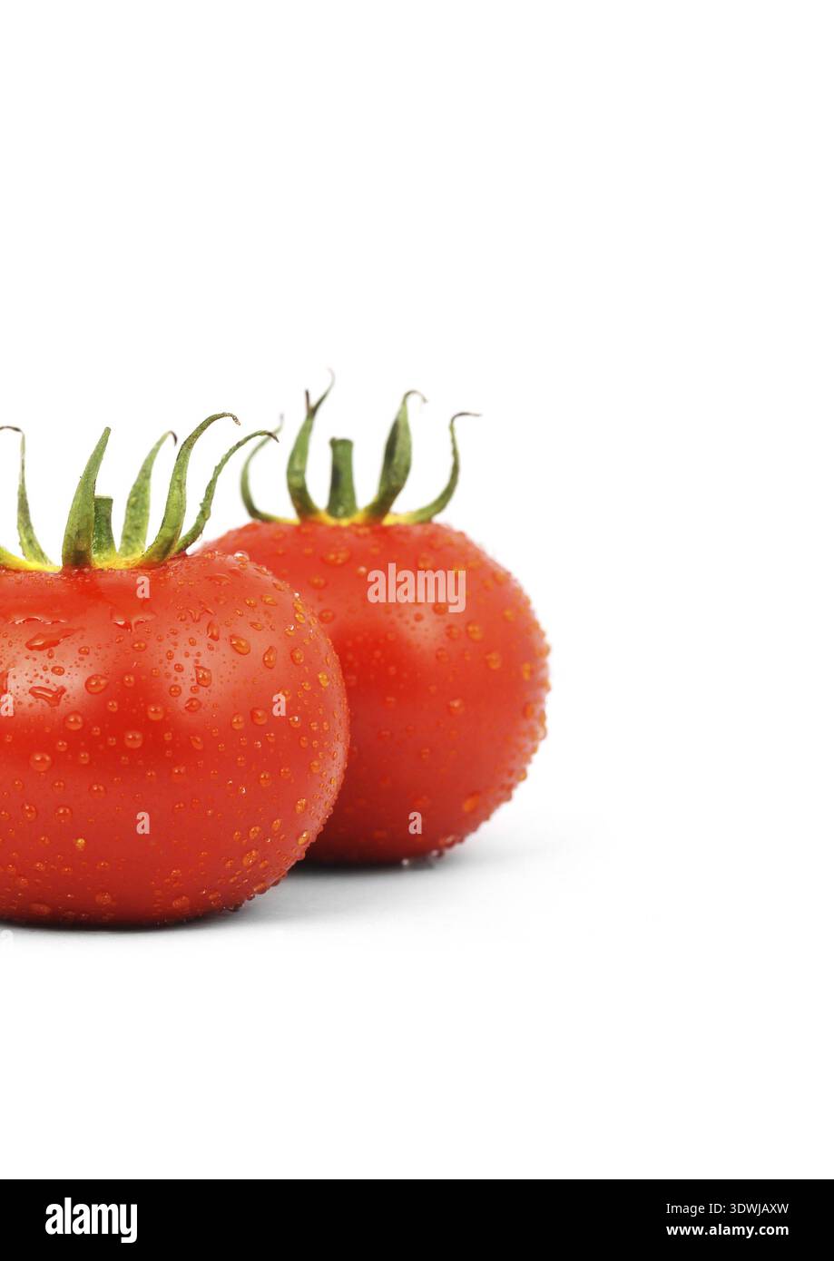Two red tomatos isolated on white background Stock Photo