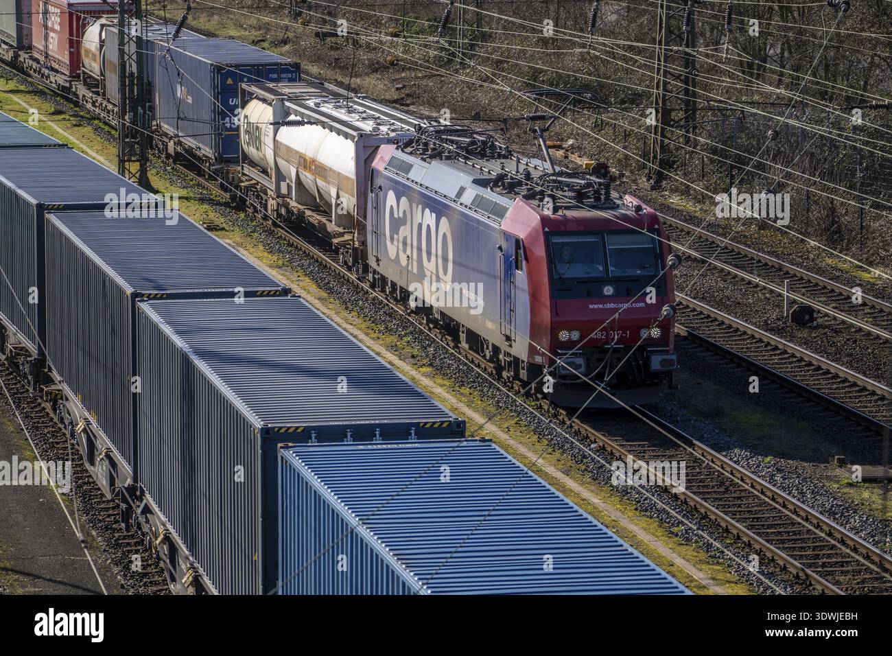 Container Block Train Container trains in the freight yard, so-called installation tracks in ...