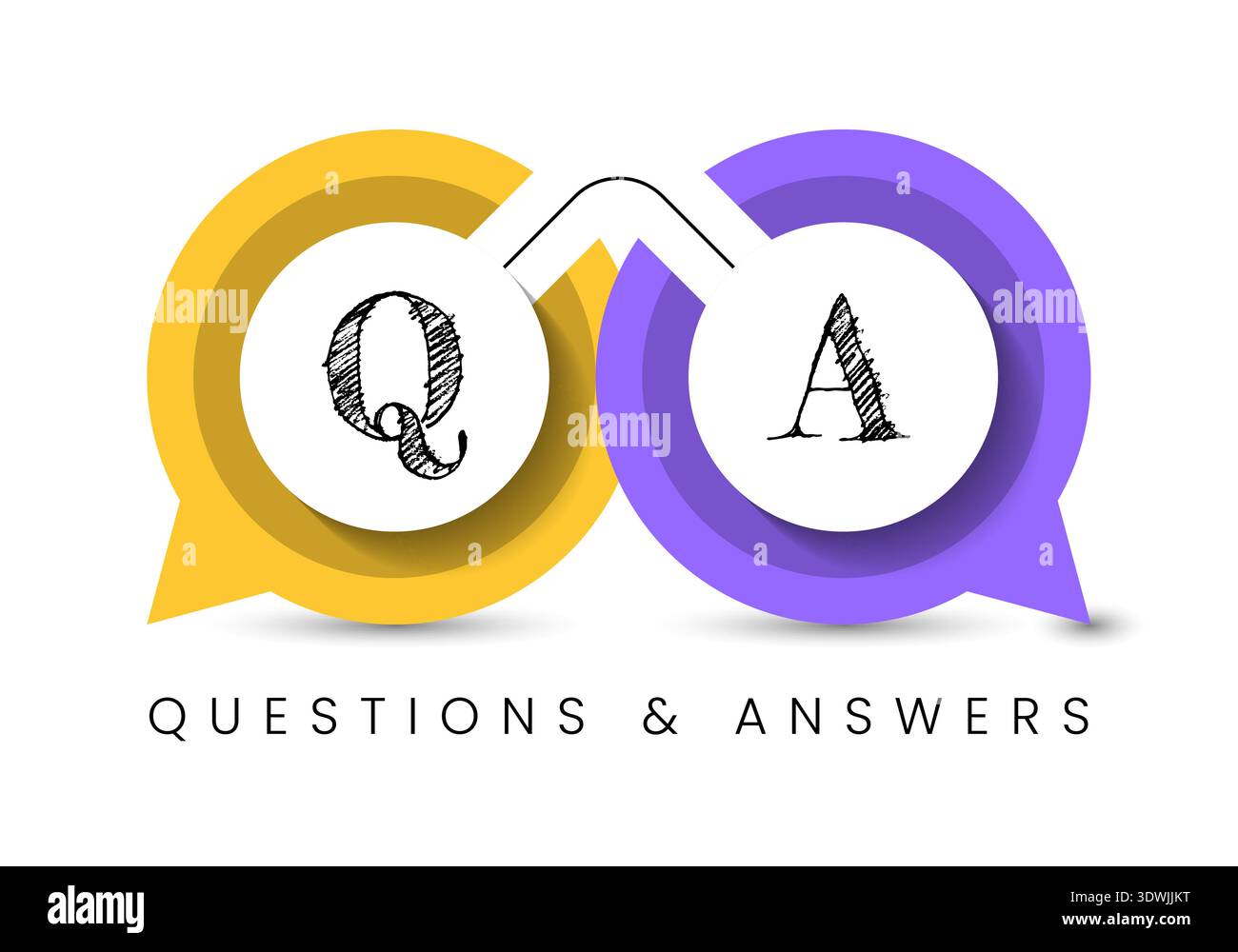 Speech Bubble with Q and A Letters. Vector illustration Stock Vector