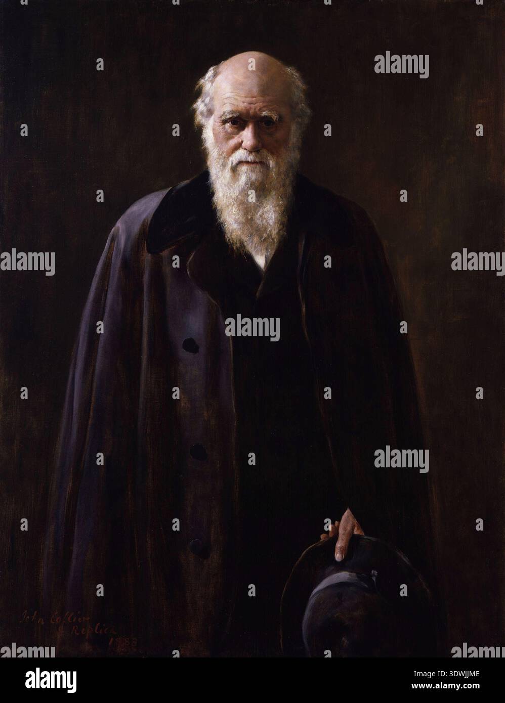 This striking 1883 oil painting by John Collier depicts Charles Darwin ...