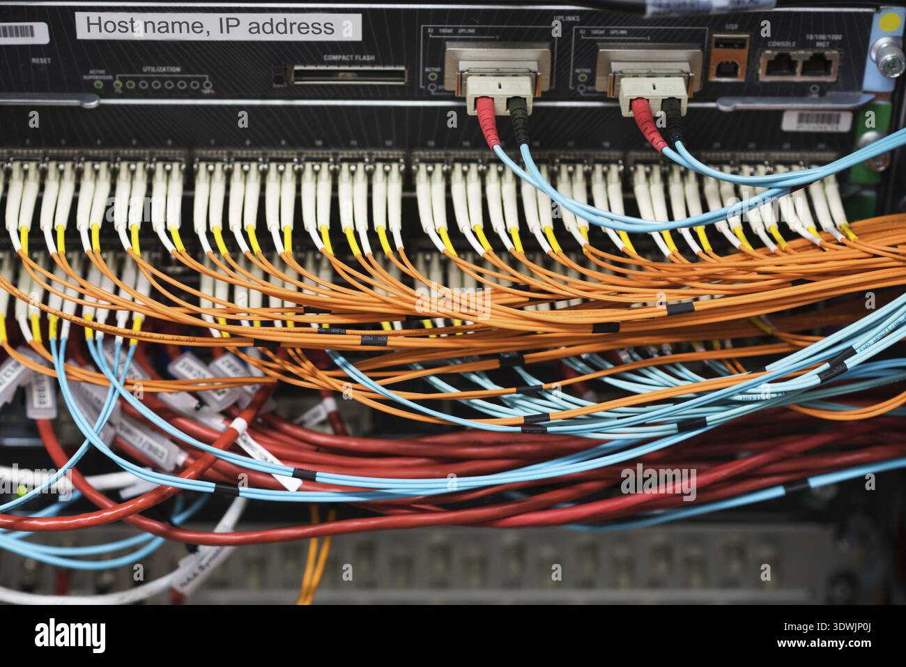 High-speed networking equipment, new computer technology close-up Stock Photo