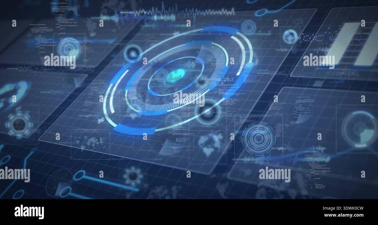 Projecting holographic panels pulsing hi-res stock photography and ...